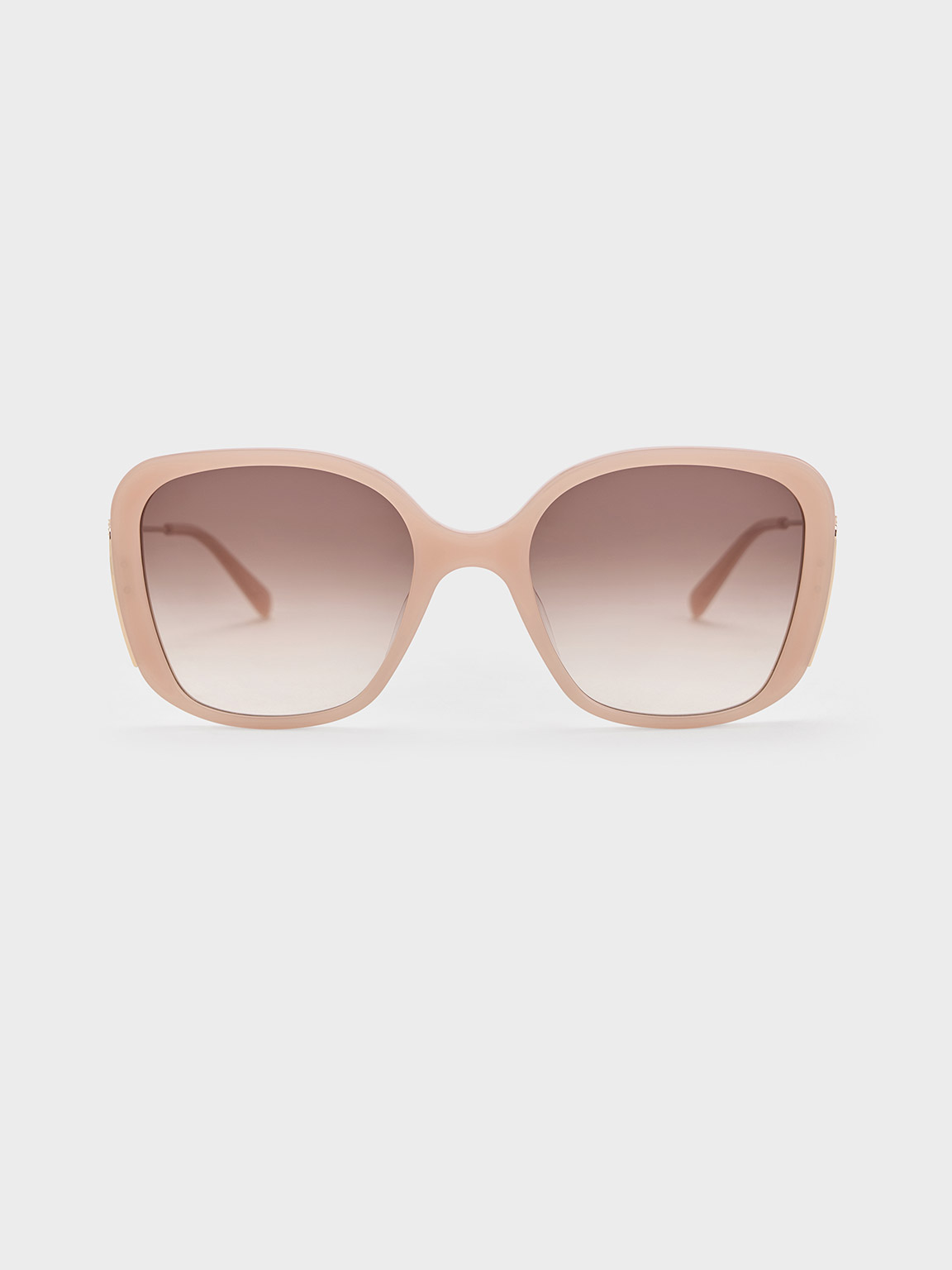 Shop Charles & Keith Recycled Acetate Wide-frame Butterfly Sunglasses In Pink