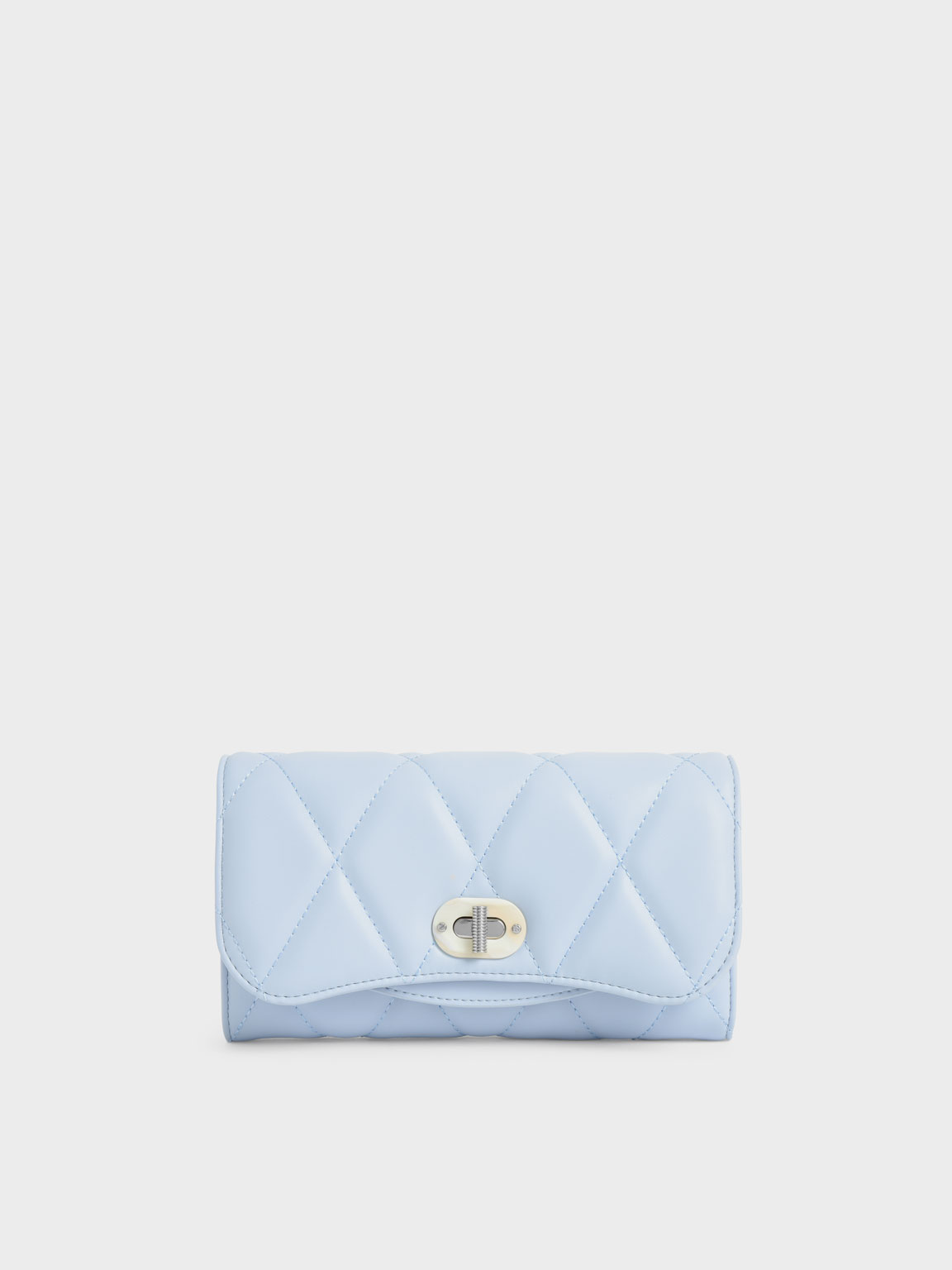 

Quilted Turn-Lock Wallet, Light blue