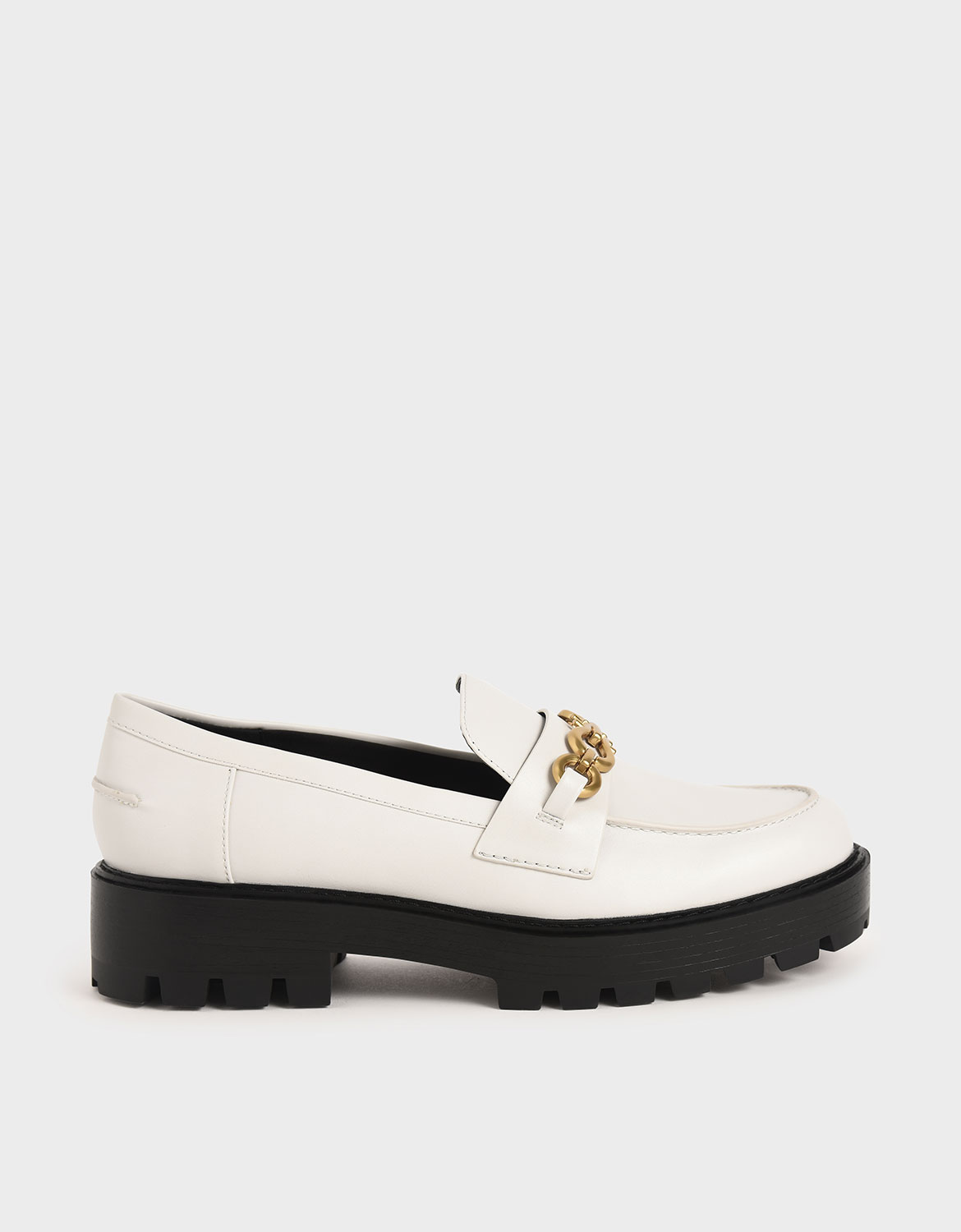 

Metallic Accent Chunky Loafers, White