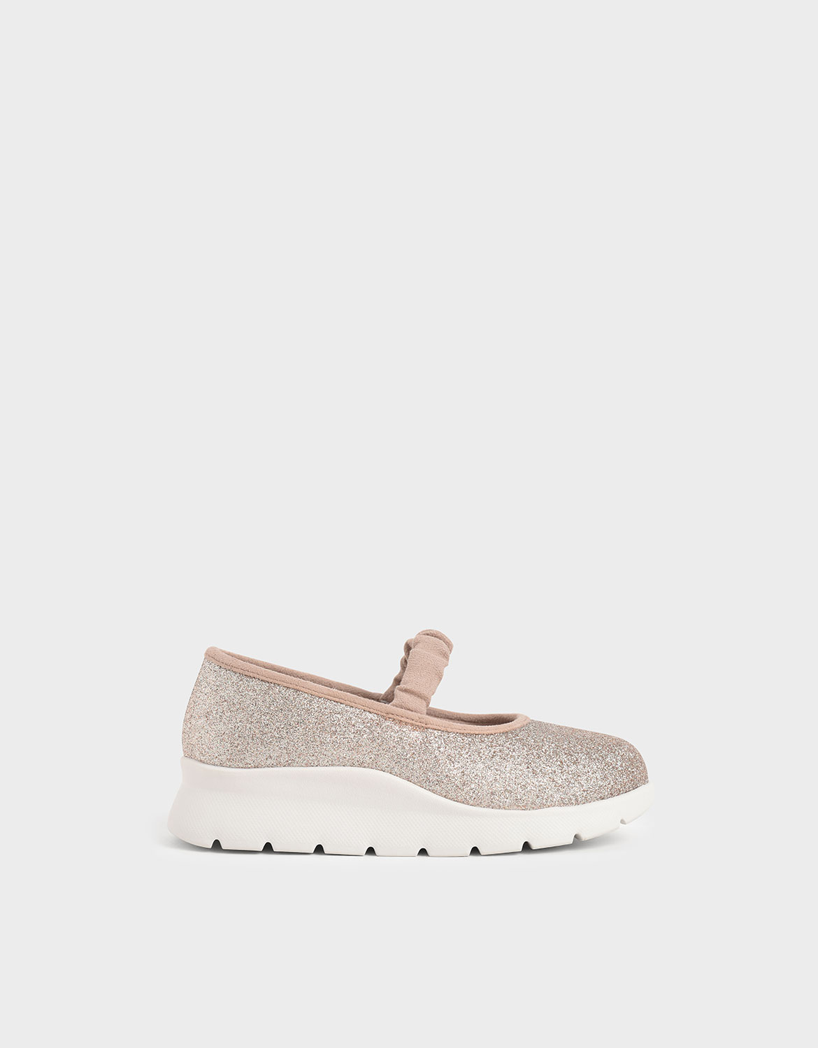 

Girls' Glitter Ruched Strap Slip-On Sneakers, Light pink