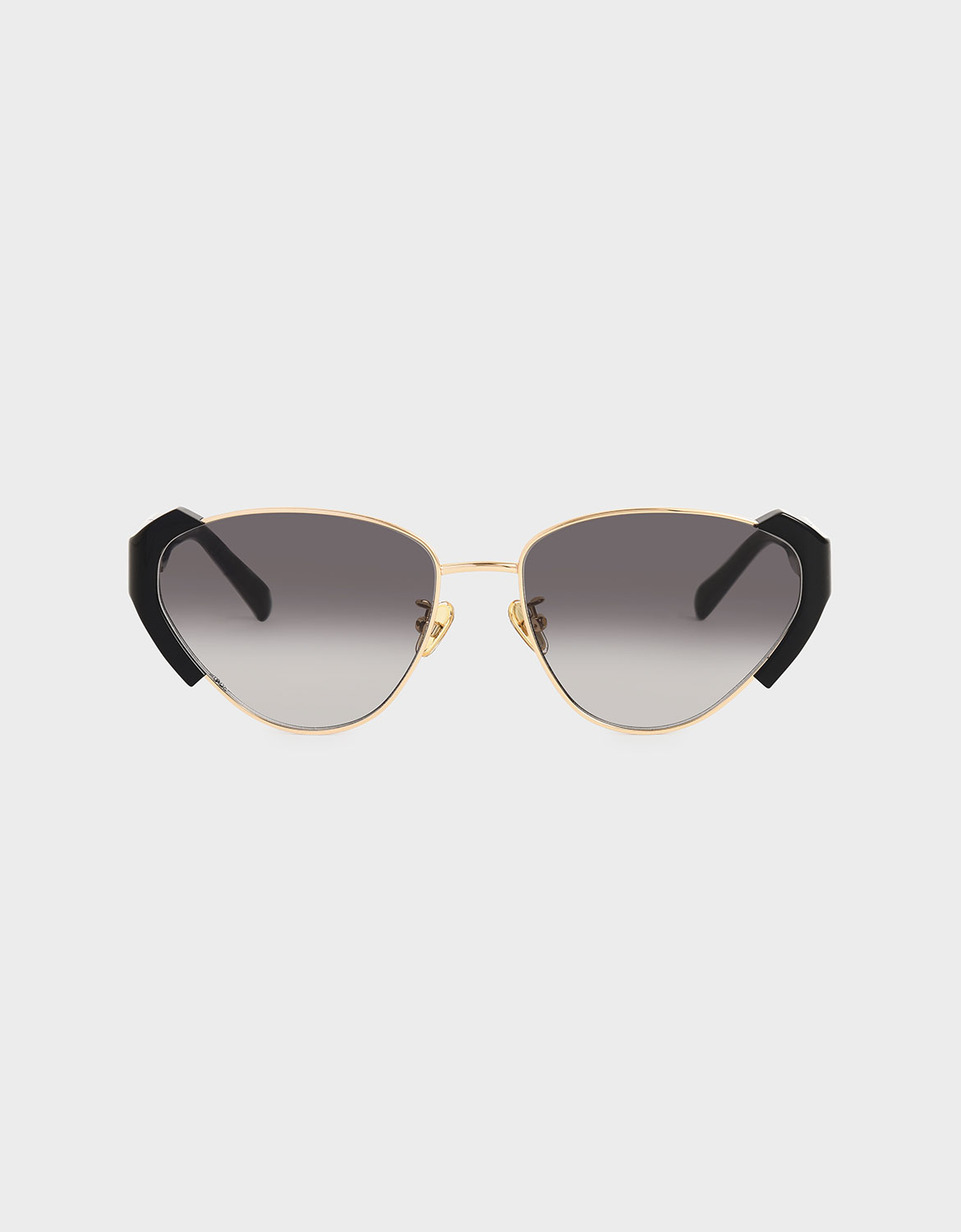 

Acetate Striped Cat-Eye Sunglasses, Black