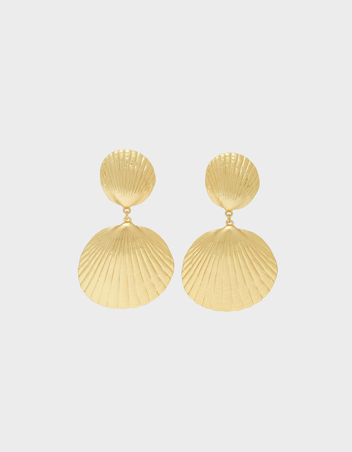 

Round Seashell Drop Clip-On Earrings, Gold