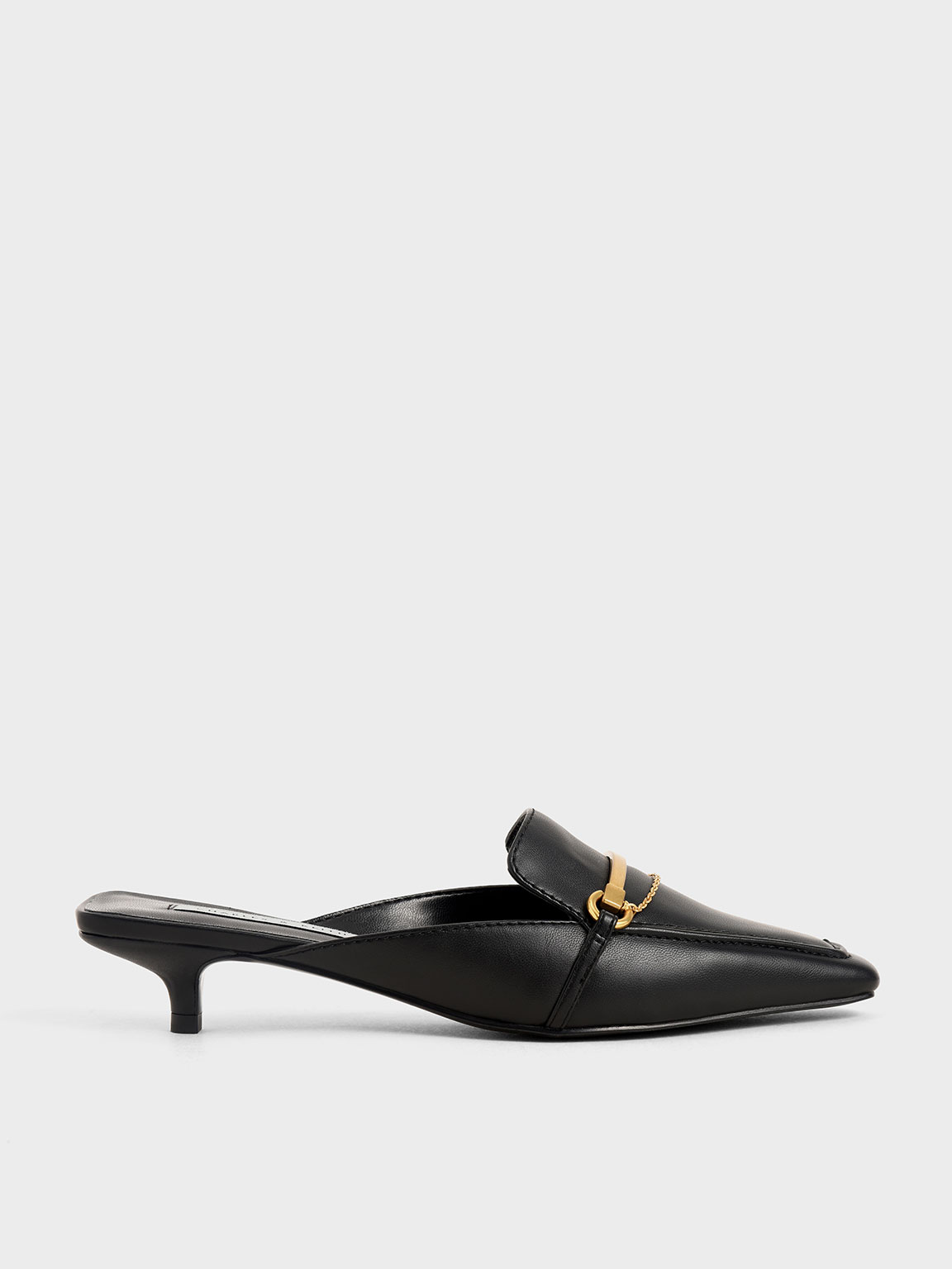 

Metallic Accent Loafer Mules, Black