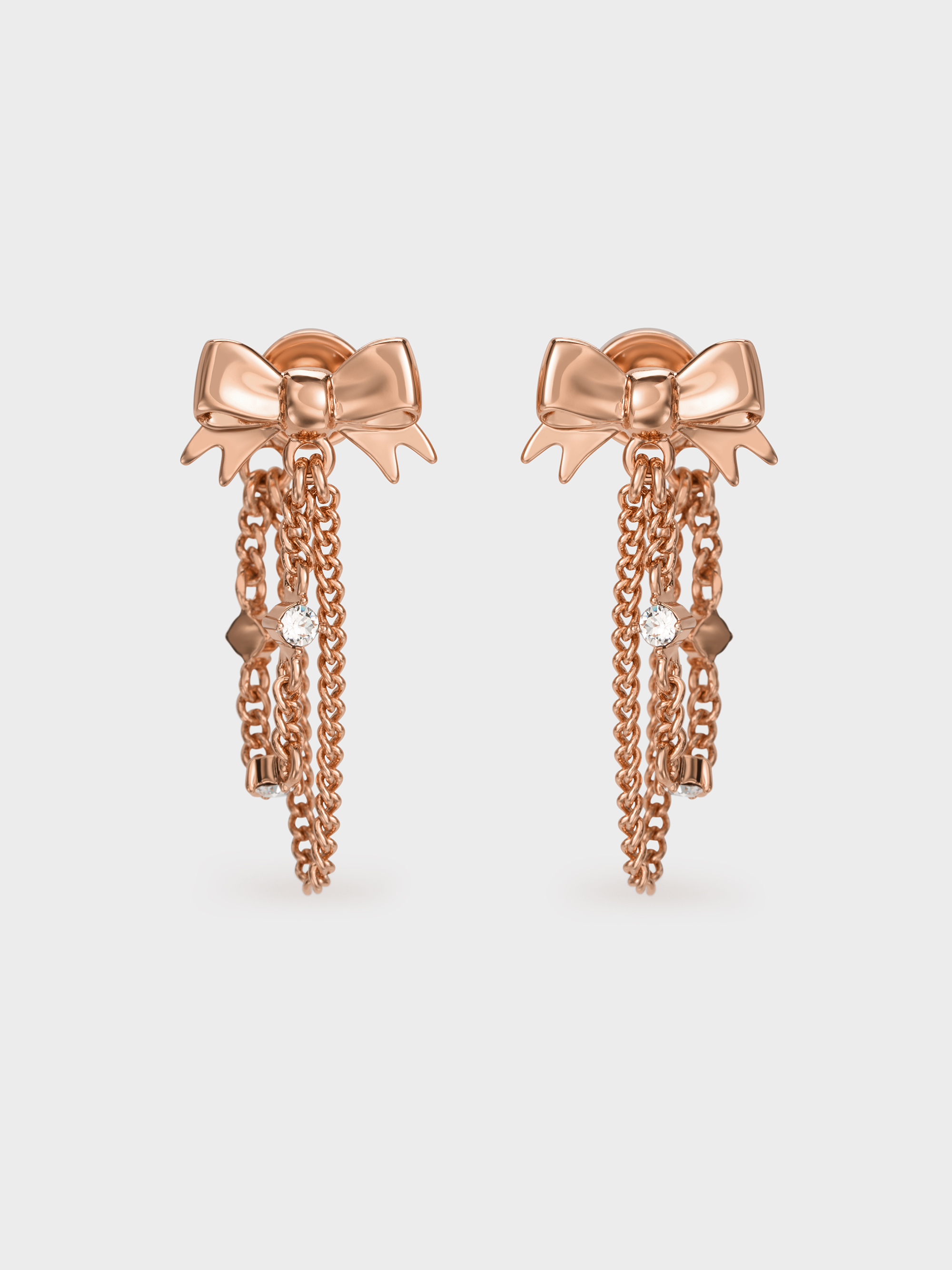 Charles & Keith - Paige Crystal-Chain Bow Drop Earrings