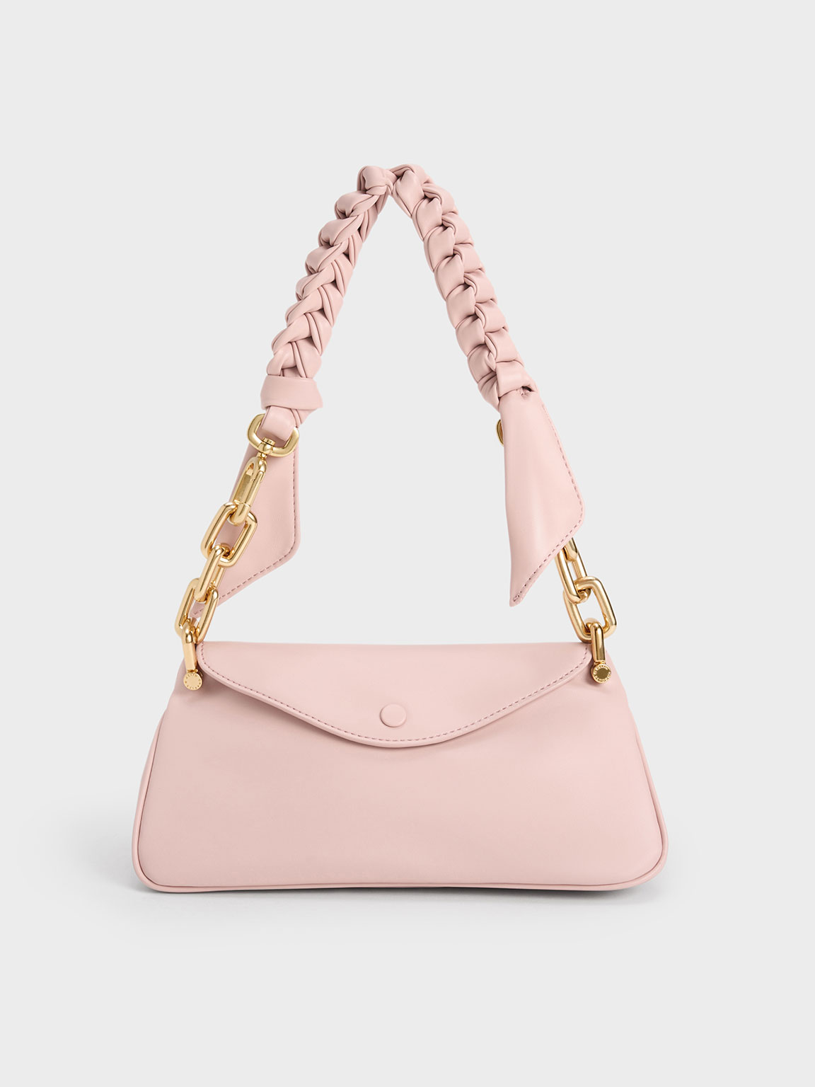 Charles & Keith Cleona Braided Handle Hobo Bag In Light Pink