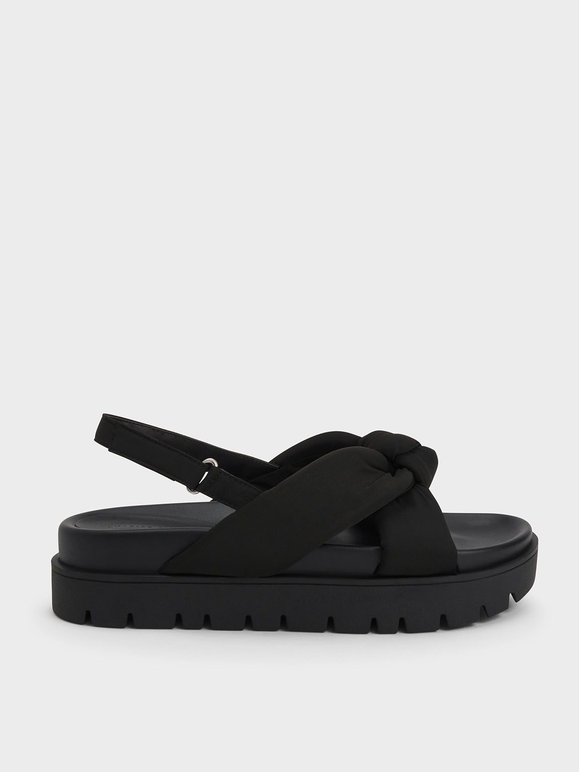 Charles & Keith Nylon Knotted Flatform Sandals In Black