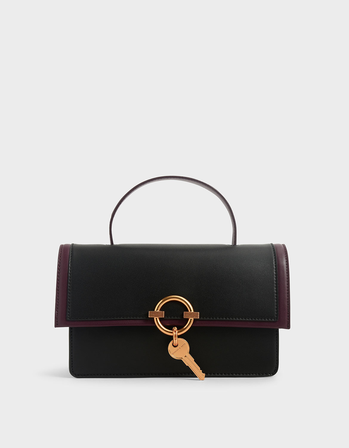 

Metallic Accent Top Handle Bag, Black