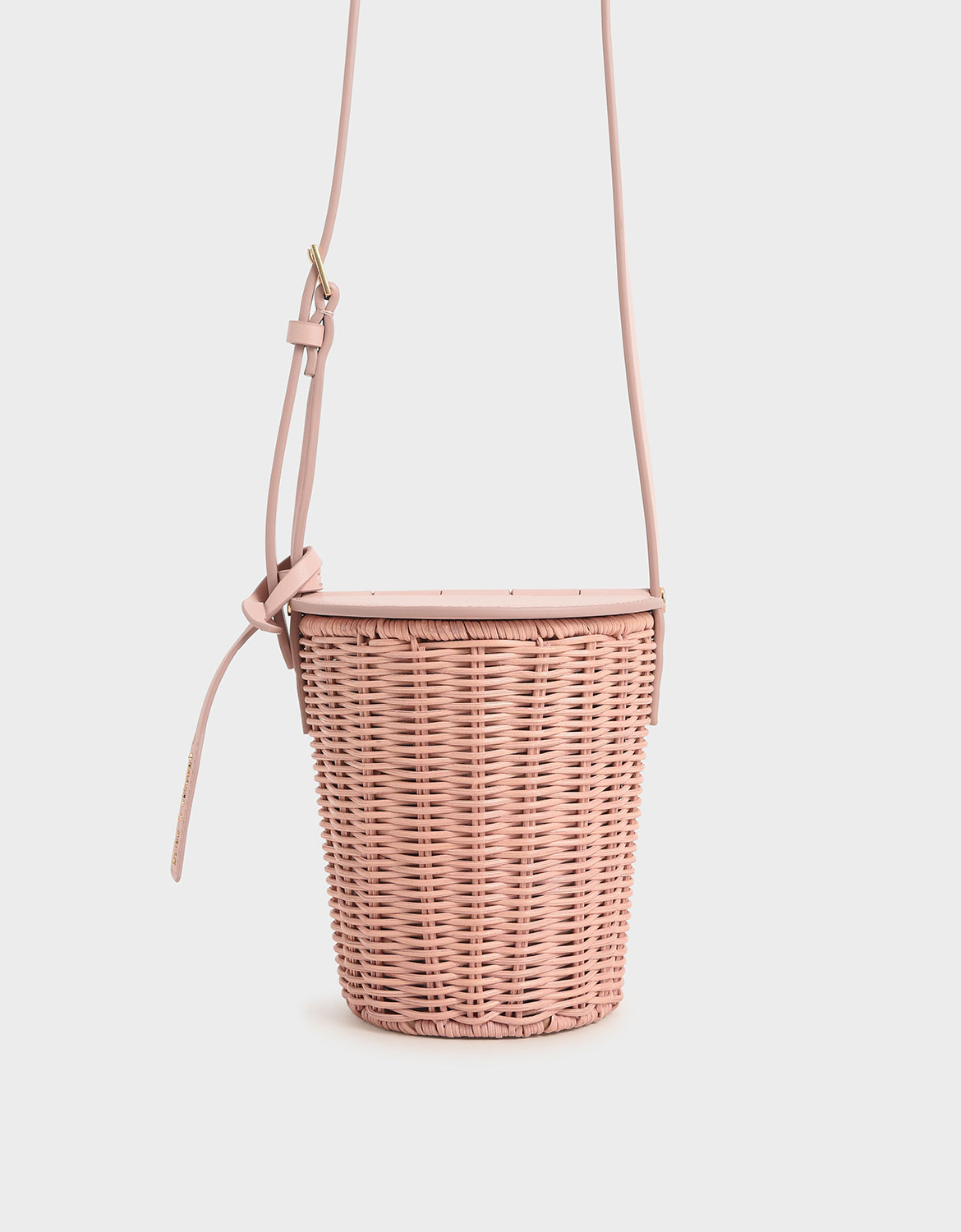 

Rattan Cylindrical Crossbody Bag, Pink