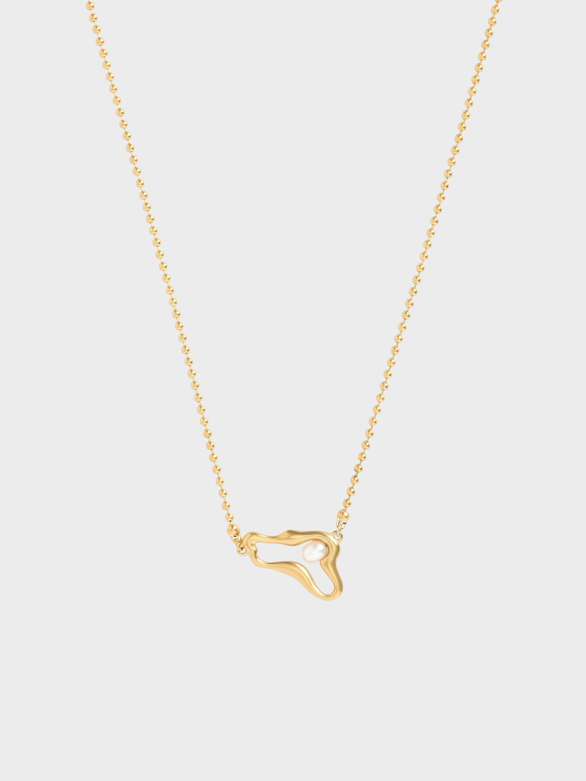

Sculpted Pendant Bead Necklace, Brush gold