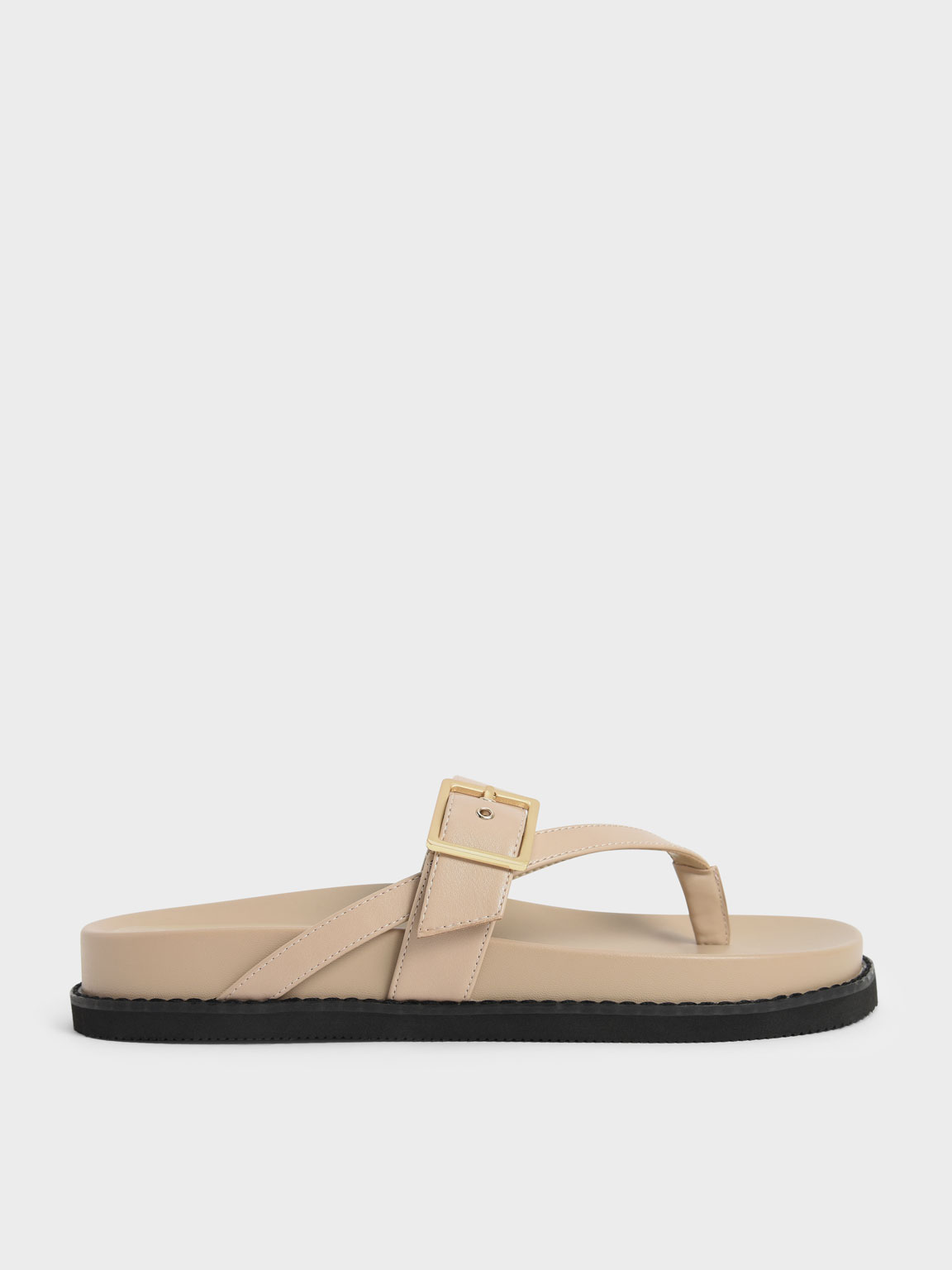 

Buckled Thong Sandals, Beige
