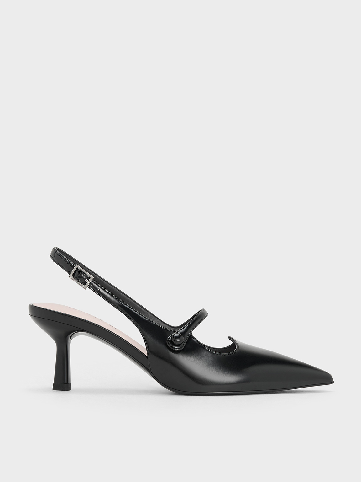 Charles & Keith - Pointed-Toe Mary Jane Slingback Pumps