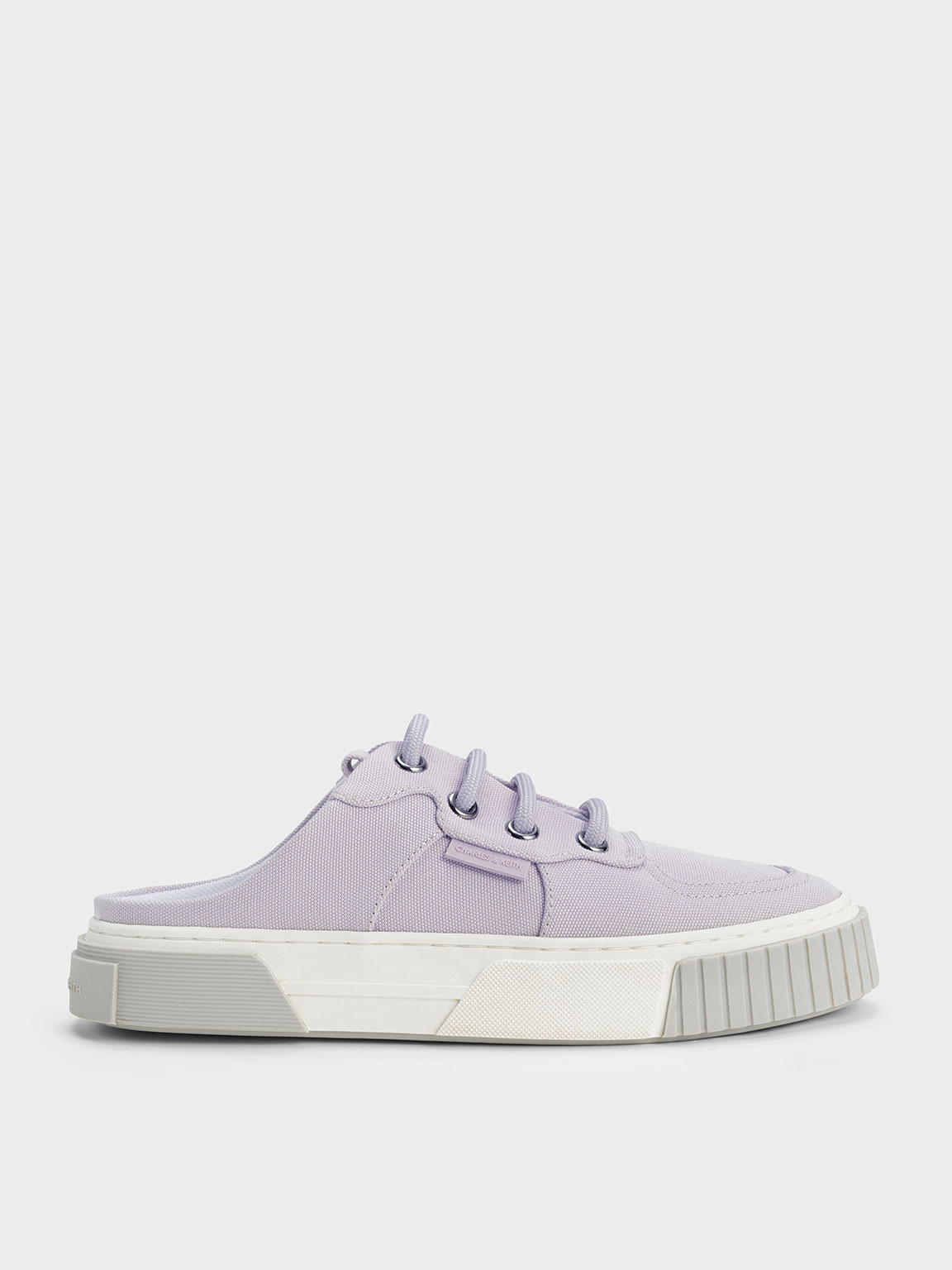 Charles & Keith Canvas Panelled Slip-on Sneakers In Lilac