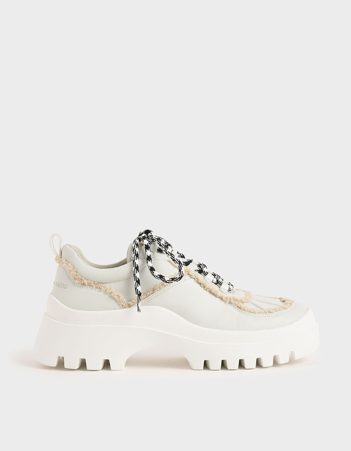 

Microsuede Printed Lace Trainers, White