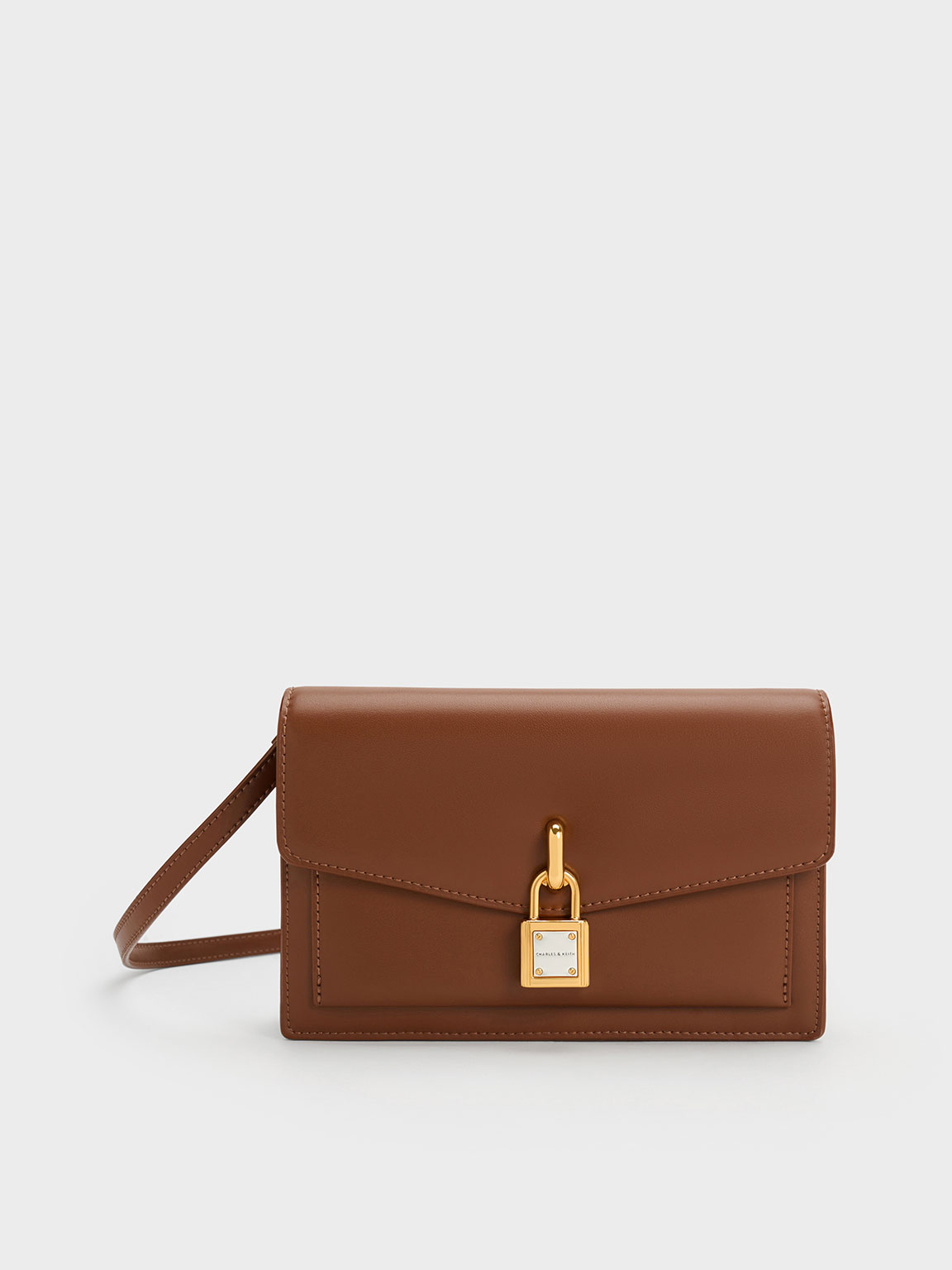 Charles & Keith Padlock Envelope Crossbody Bag In Chocolate ModeSens