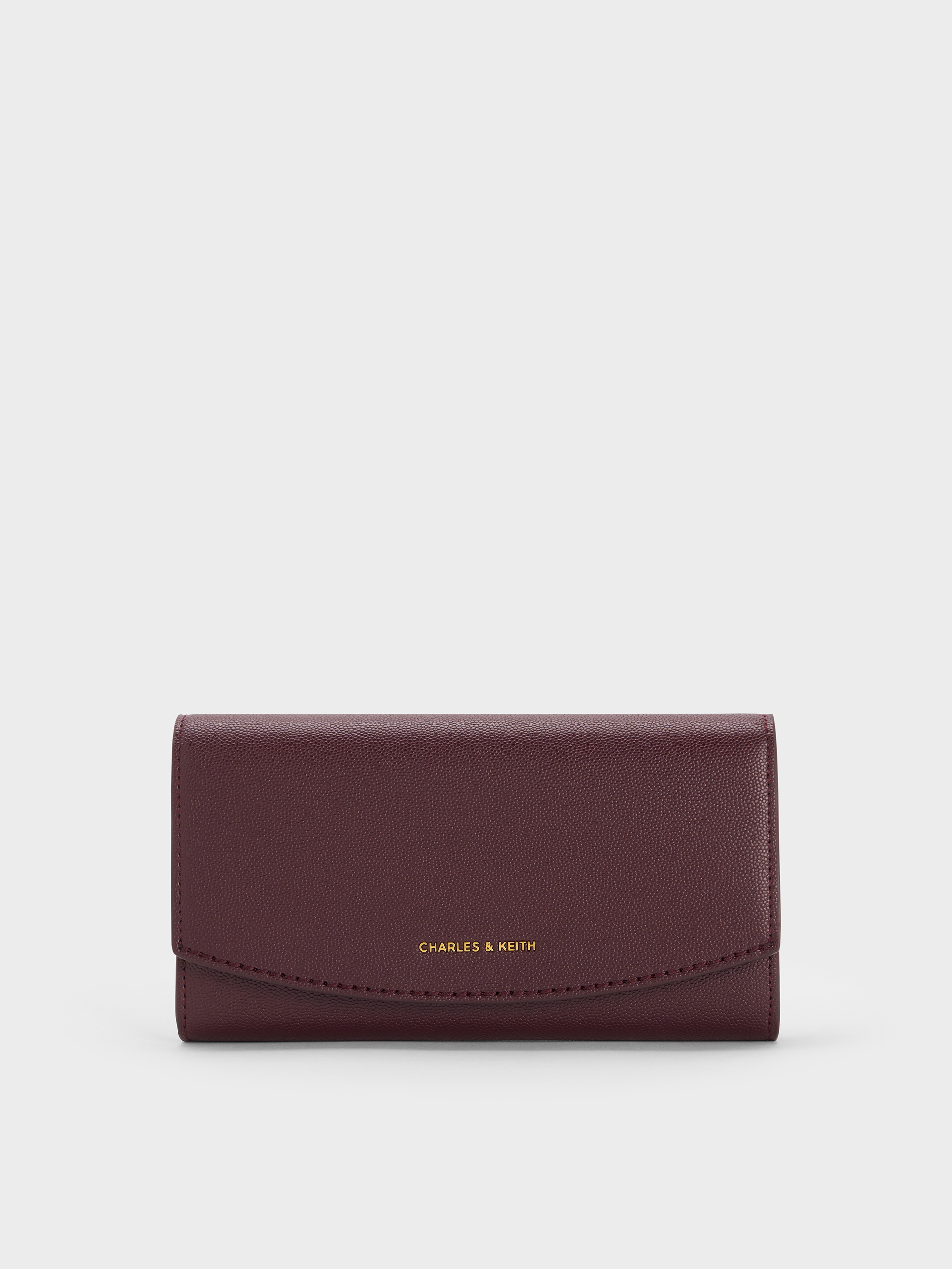 Charles & Keith - Briony Curved Flap Long Wallet In Red