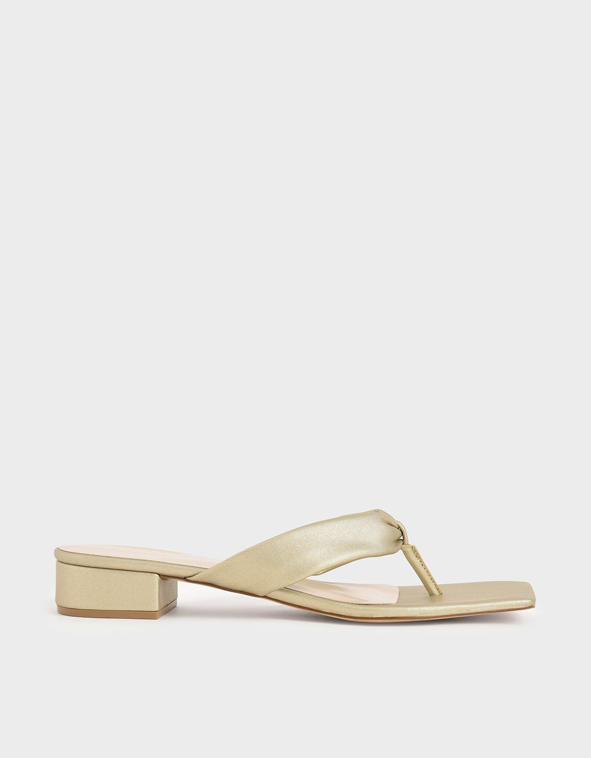 

Metallic Puffy Strap Thong Sandals, Gold