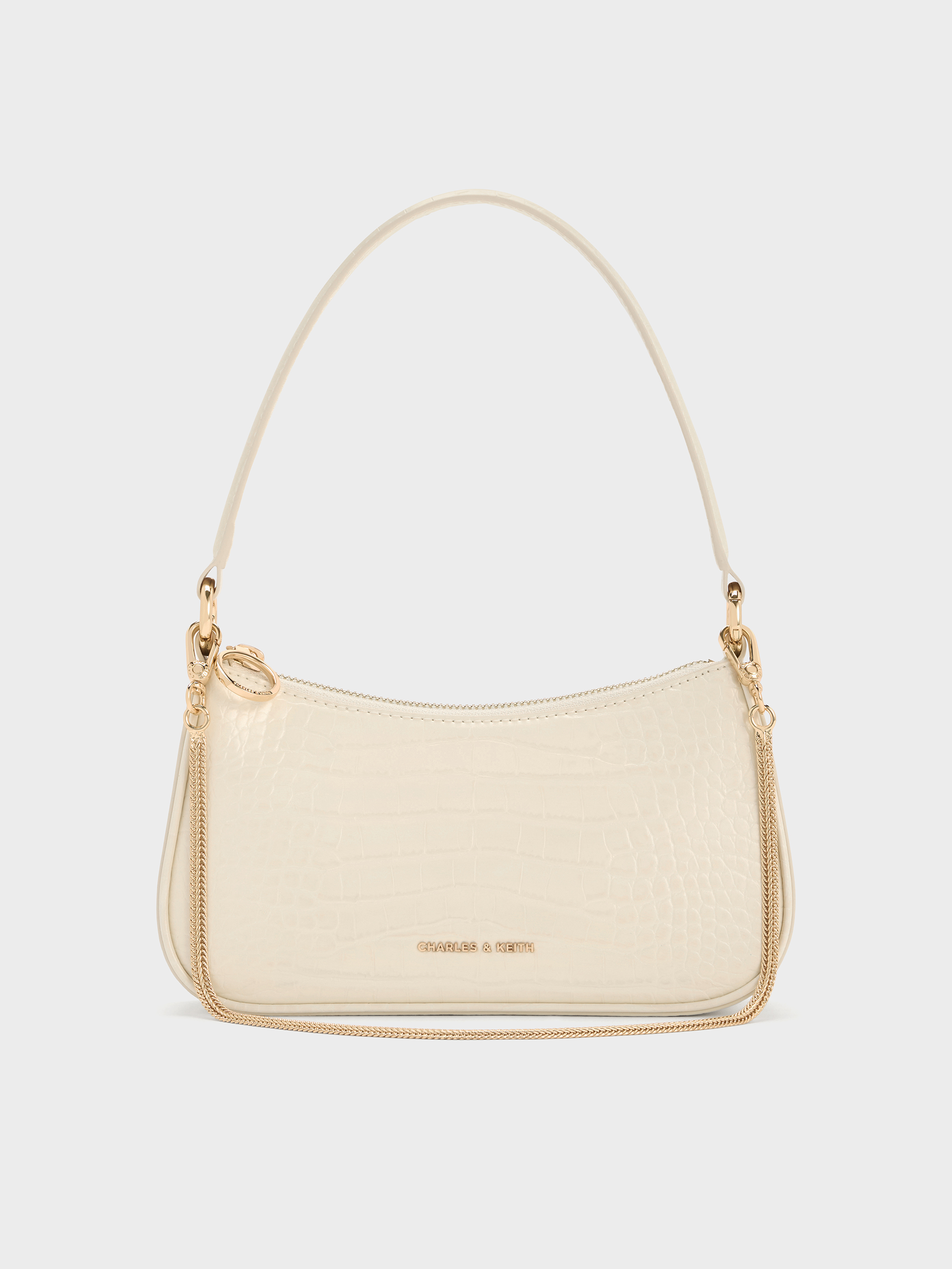 Cream Croco Elspeth Croc-Effect Chain-Link Shoulder Bag - CHARLES