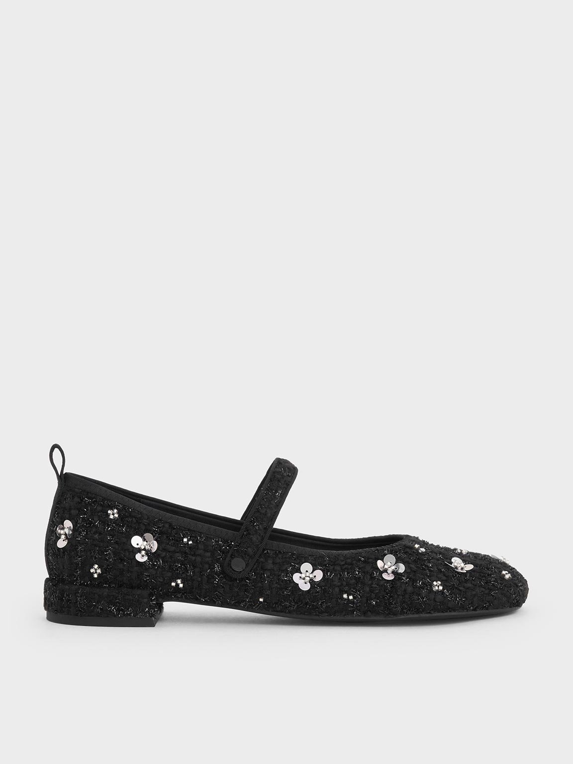 Charles & Keith - Tweed Flower-Embellished Mary Janes Charles & Keith - Tweed Flower-Embellished Mary Janes