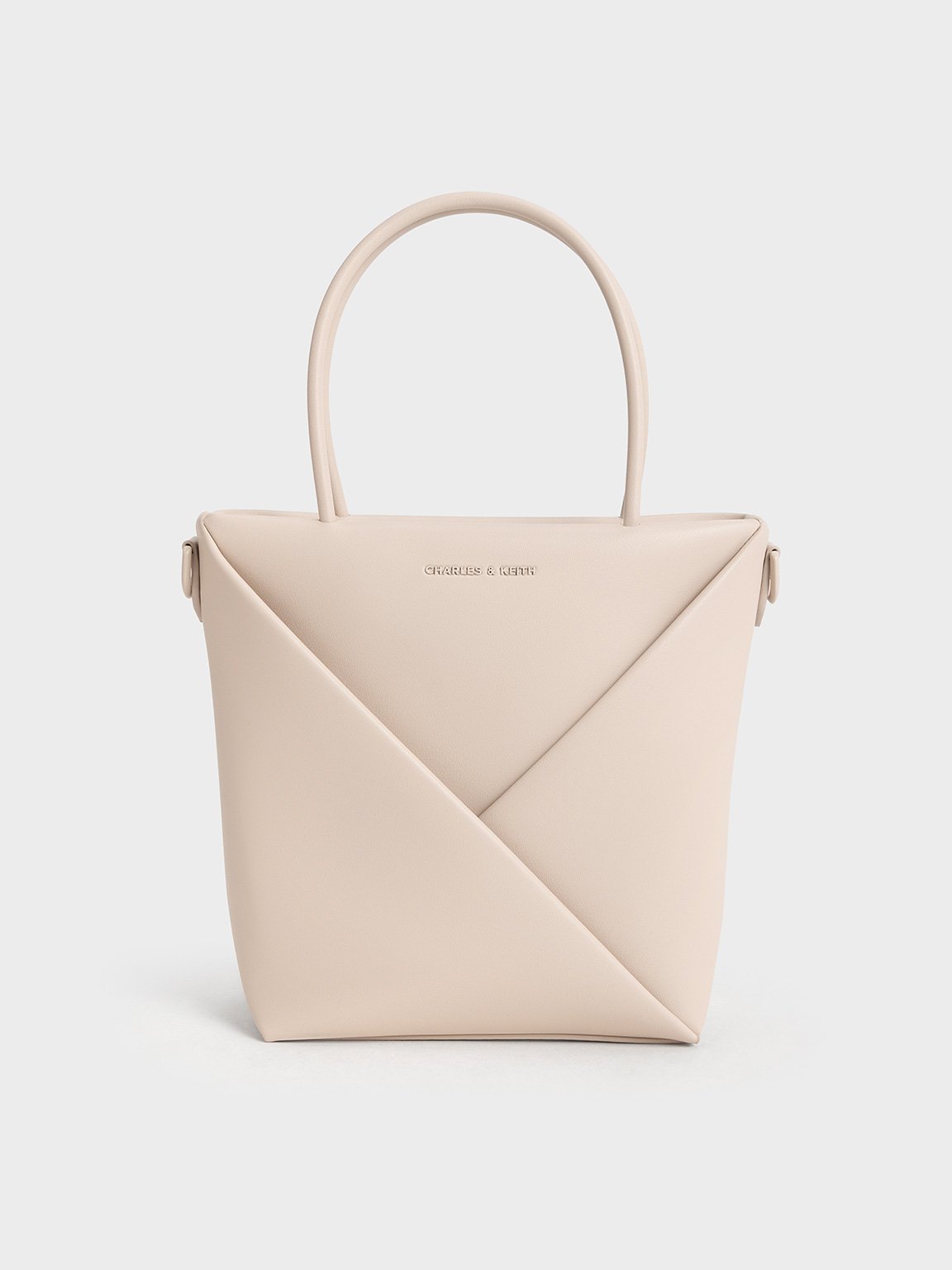 Charles & Keith - Midori Geometric Elongated Tote Bag In Neutral