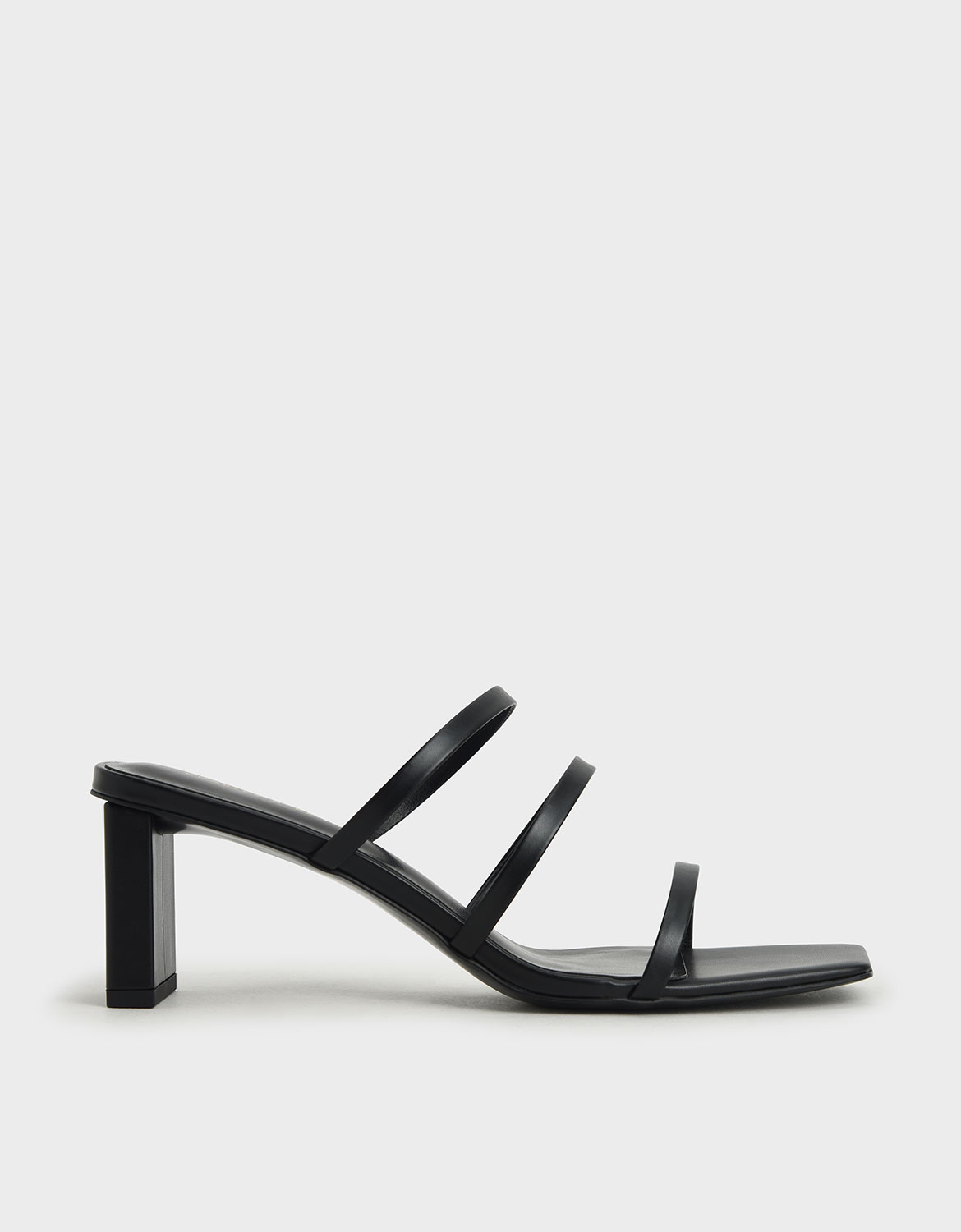 

Strappy Blade Heel Mules, Black