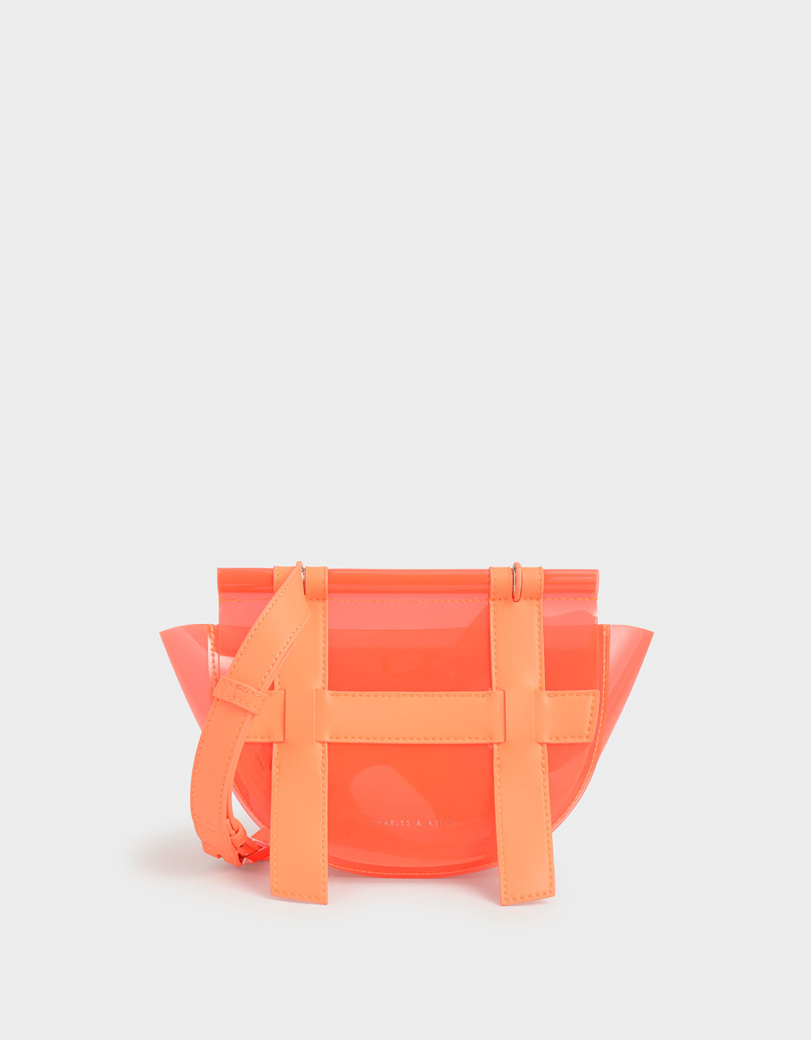 

Small Caged See-Through Effect Crossbody Bag, Neon orange