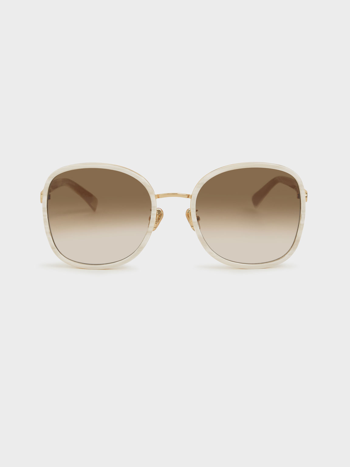 Charles & Keith Braided Temple Butterfly Sunglasses In Cream