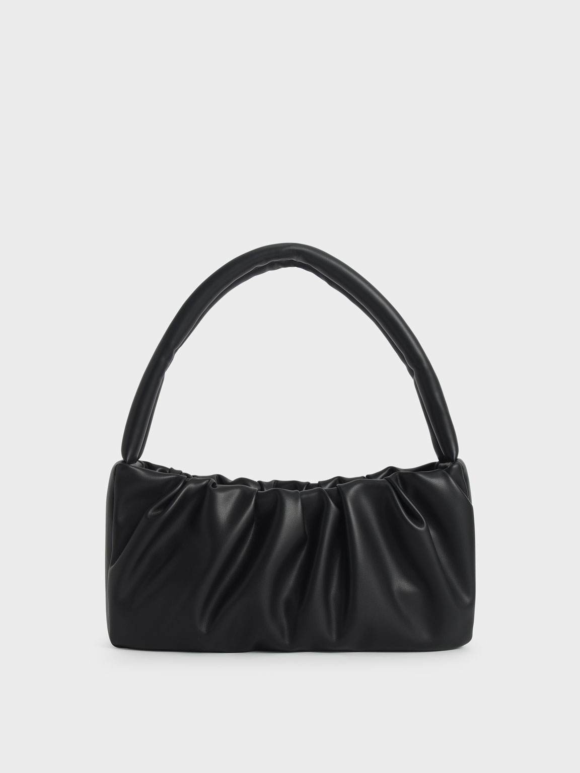 

Ruched Top Handle Bag, Black