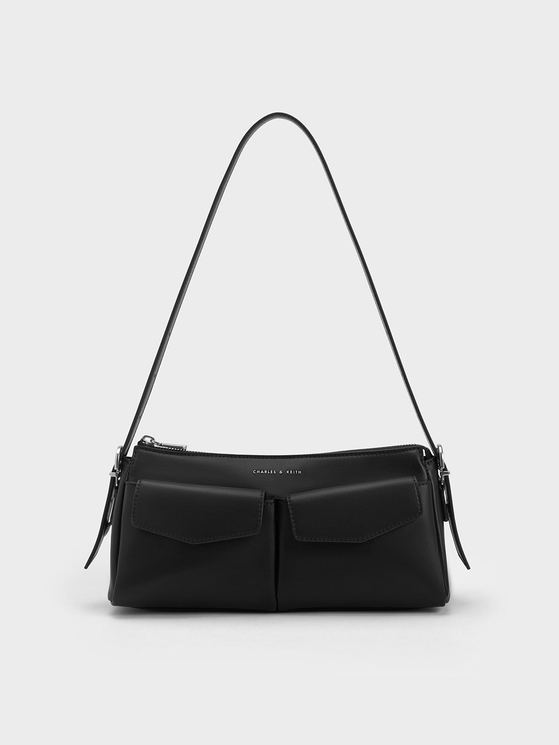 Charles & Keith Double Pouch Shoulder Bag In Black | ModeSens