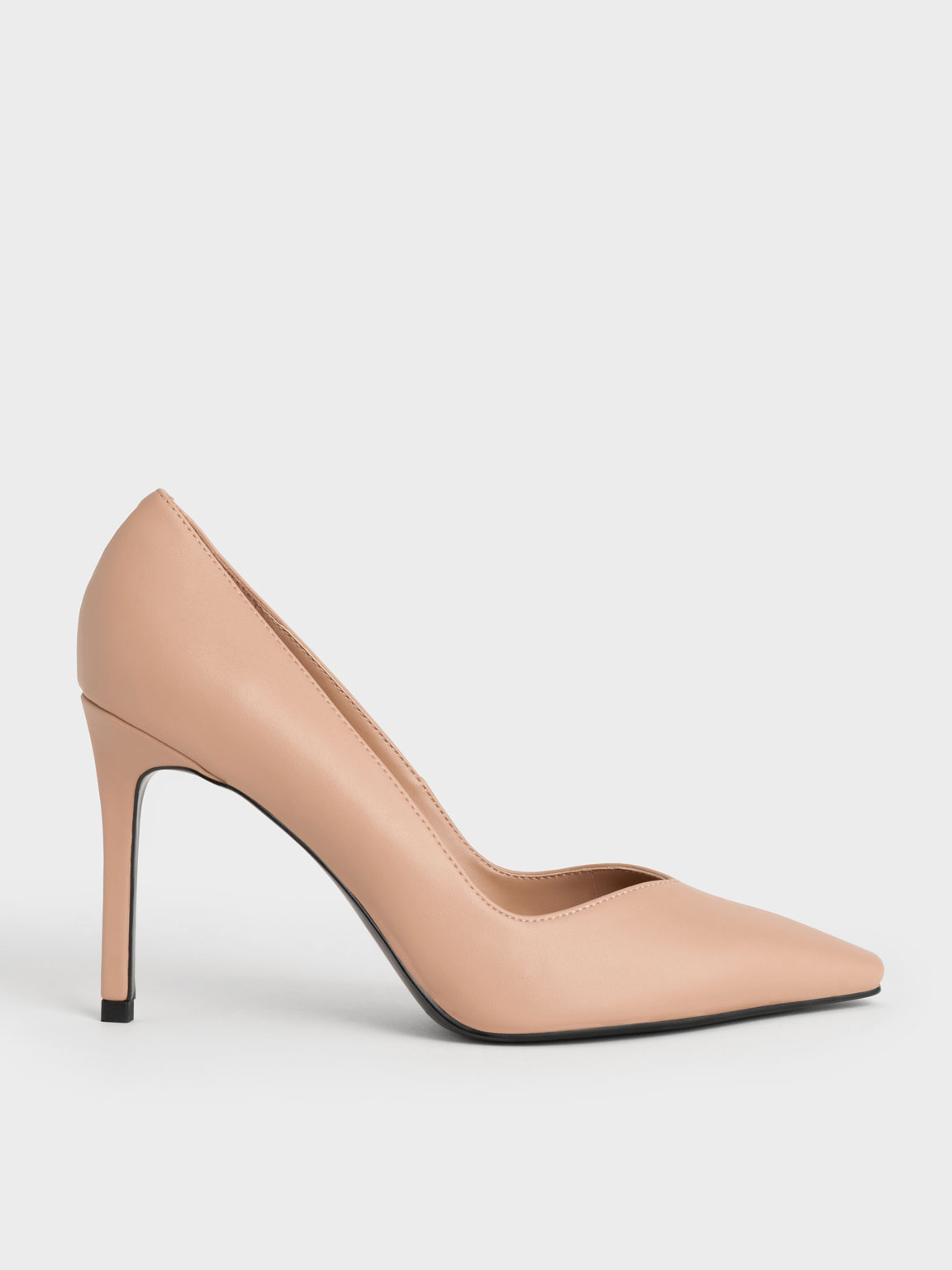 Charles & Keith Tapered Square-toe Pumps In Nude
