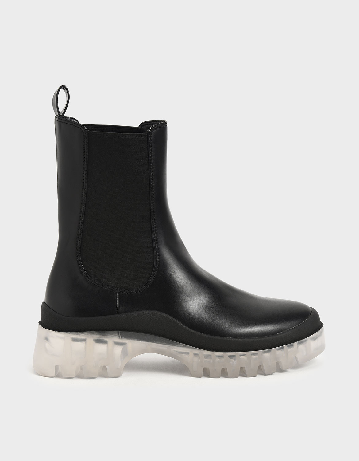 

Clear Sole Chelsea Boots, Black
