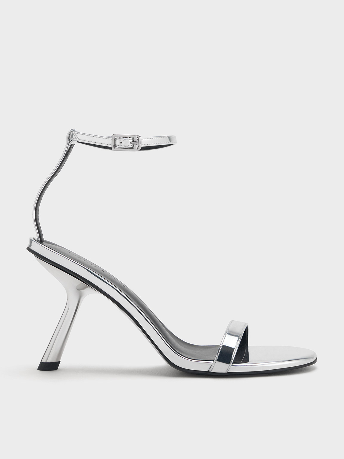 Metallic Slant-Heel Ankle-Strap Sandals
