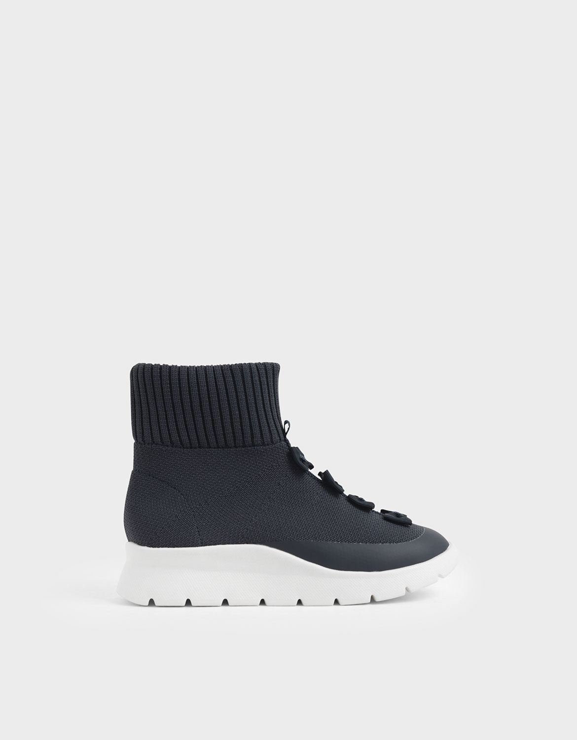 

Girls' Knitted High Top Slip-On Sneakers, Dark blue