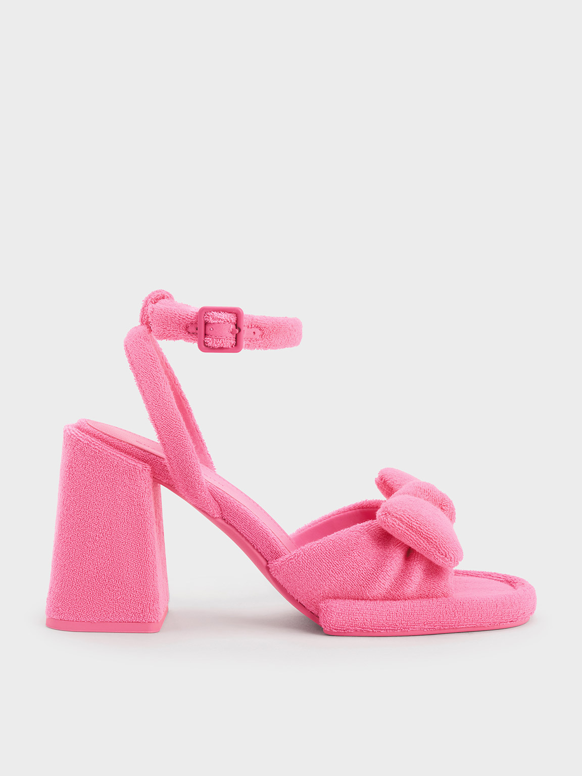 Loey Textured Bow Ankle-Strap Sandals