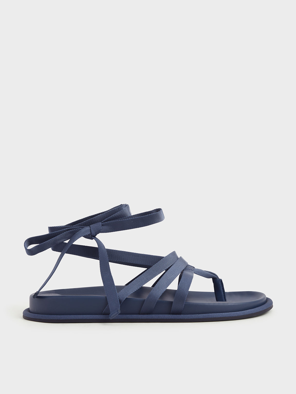 

Grosgrain Tie-Around Thong Sandals, Blue