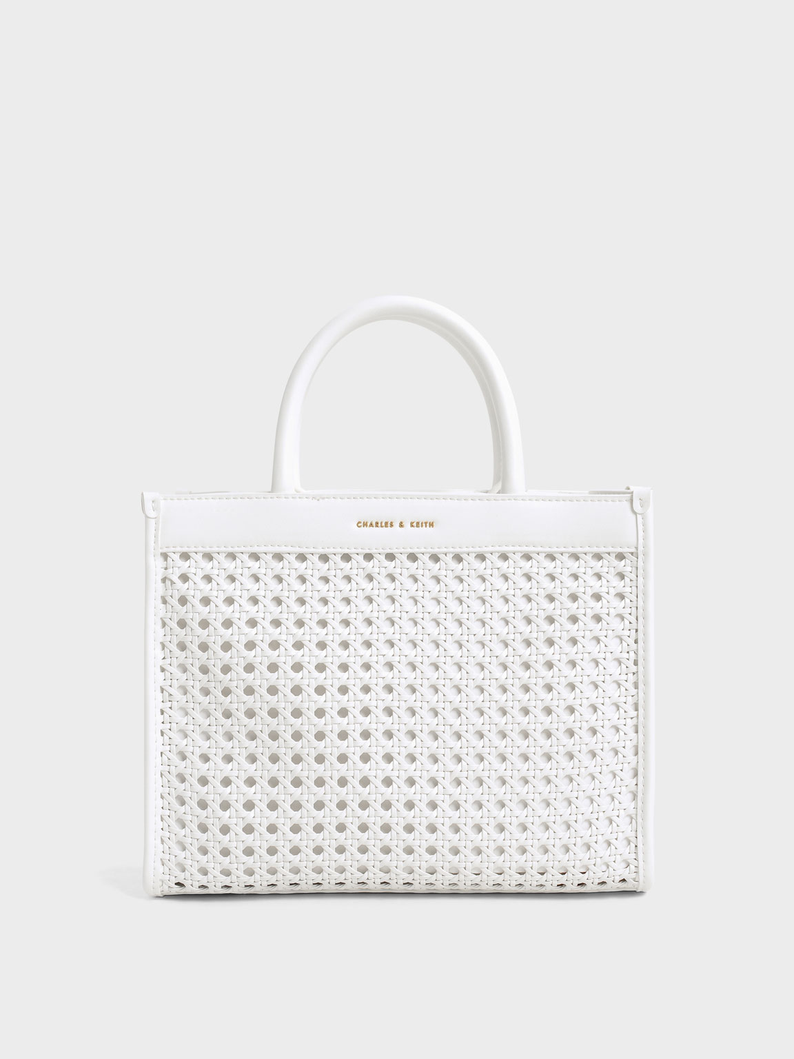 

Woven Double Handle Tote Bag, White