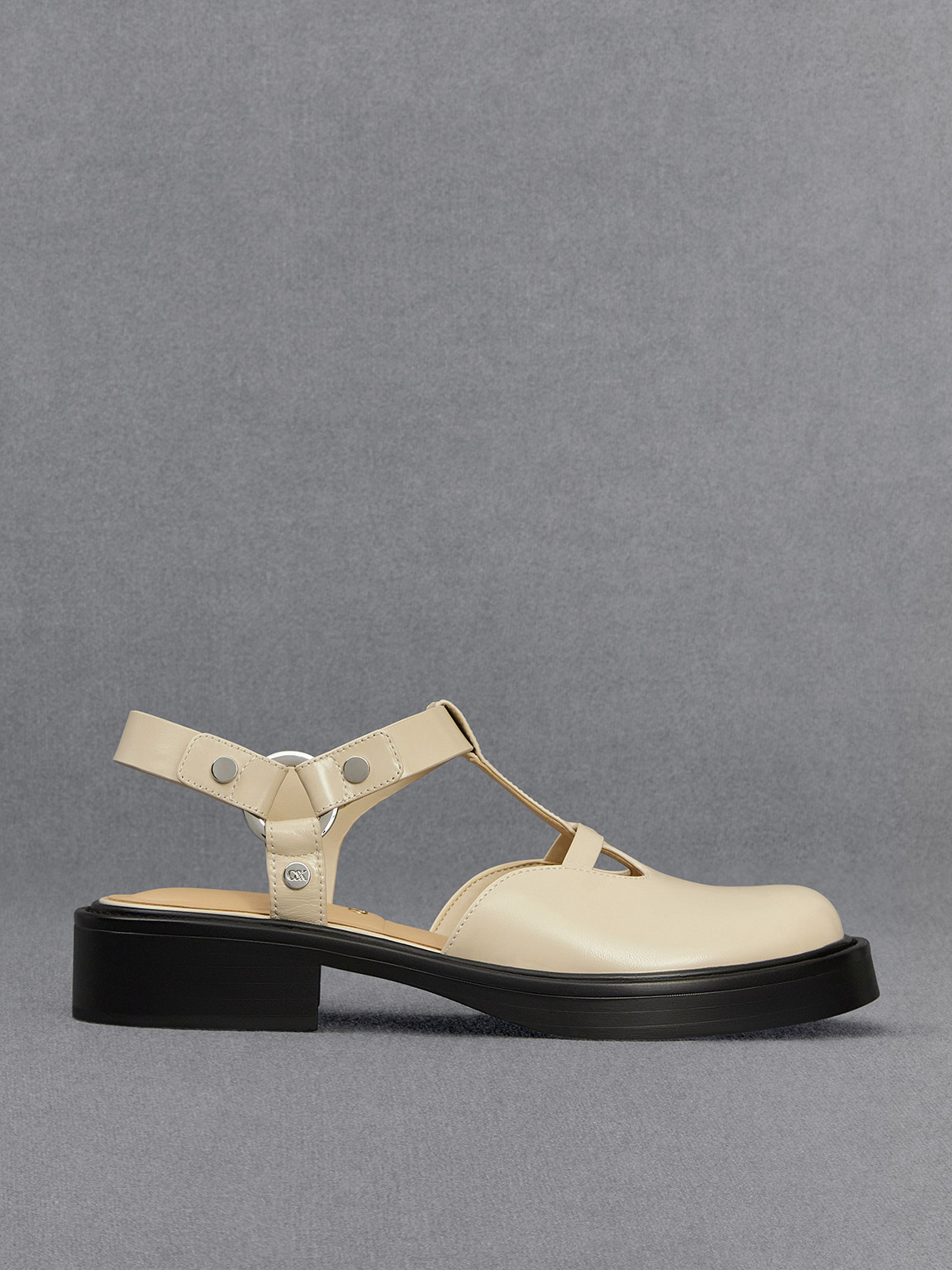 Charles & Keith - Leather Cut-Out T-Bar Mary Jane Flats