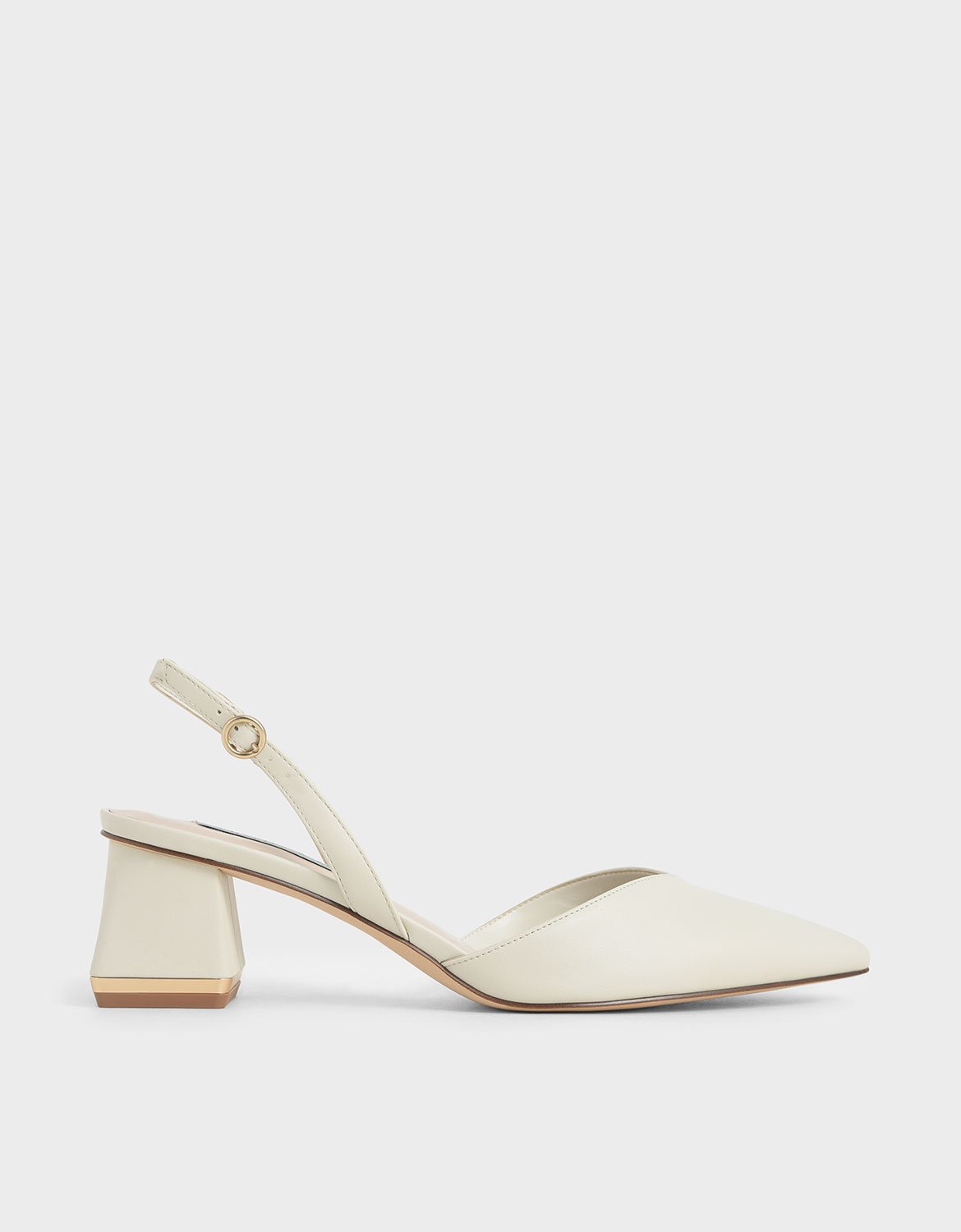 

Trapeze Heel Slingback Pumps, Chalk
