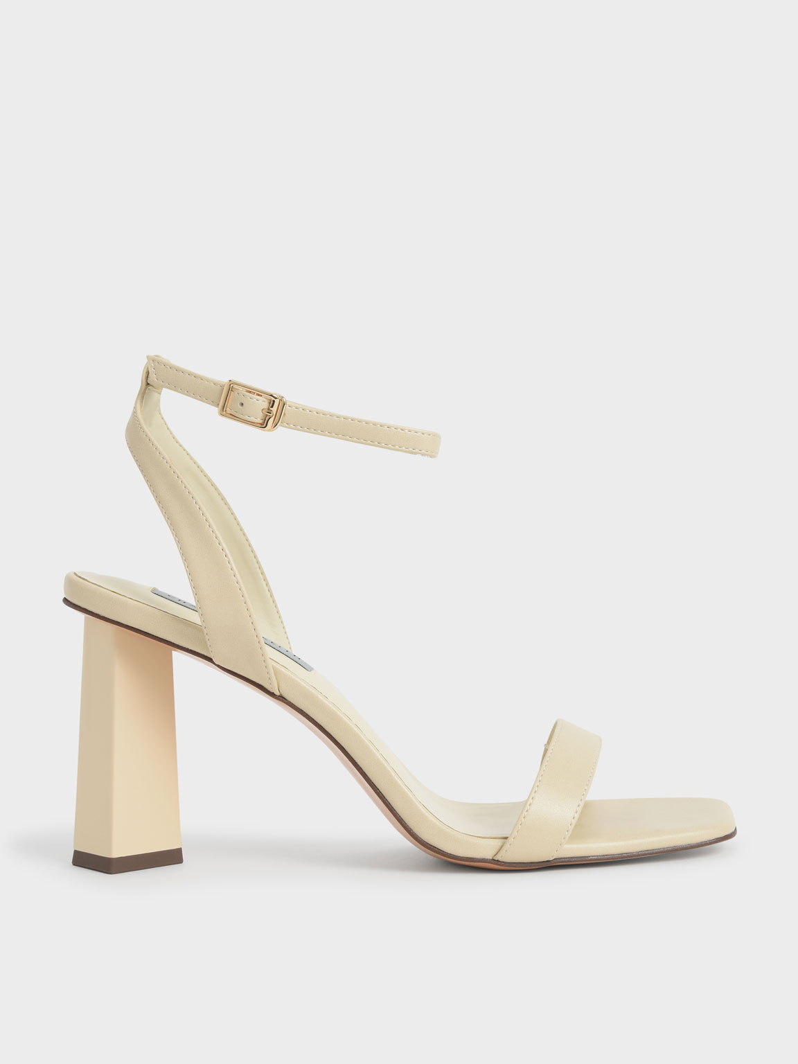 

Ankle Strap Geometric Heeled Sandals, Chalk