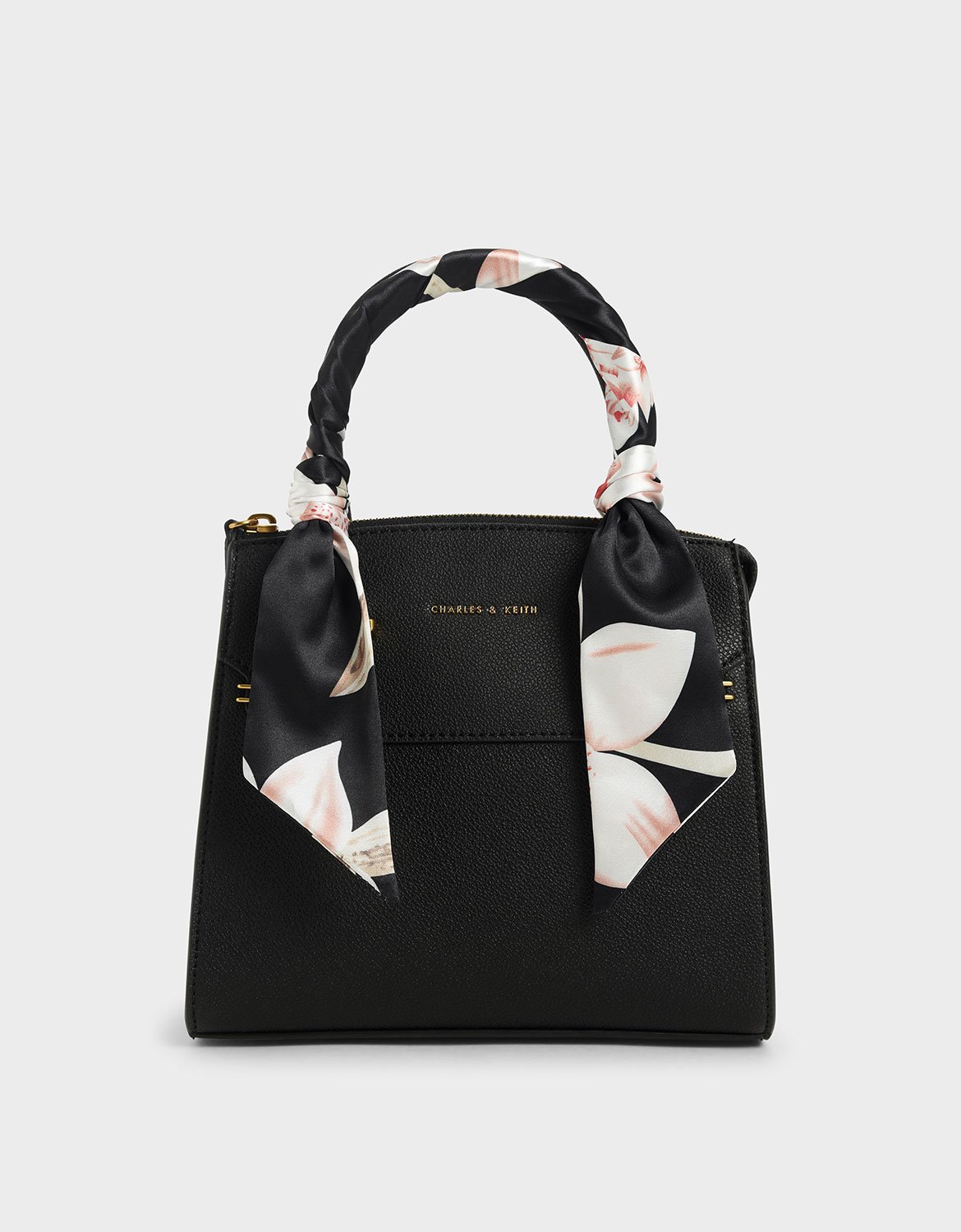 Black Scarf-Wrapped Top Handle Bag - CHARLES & KEITH UK