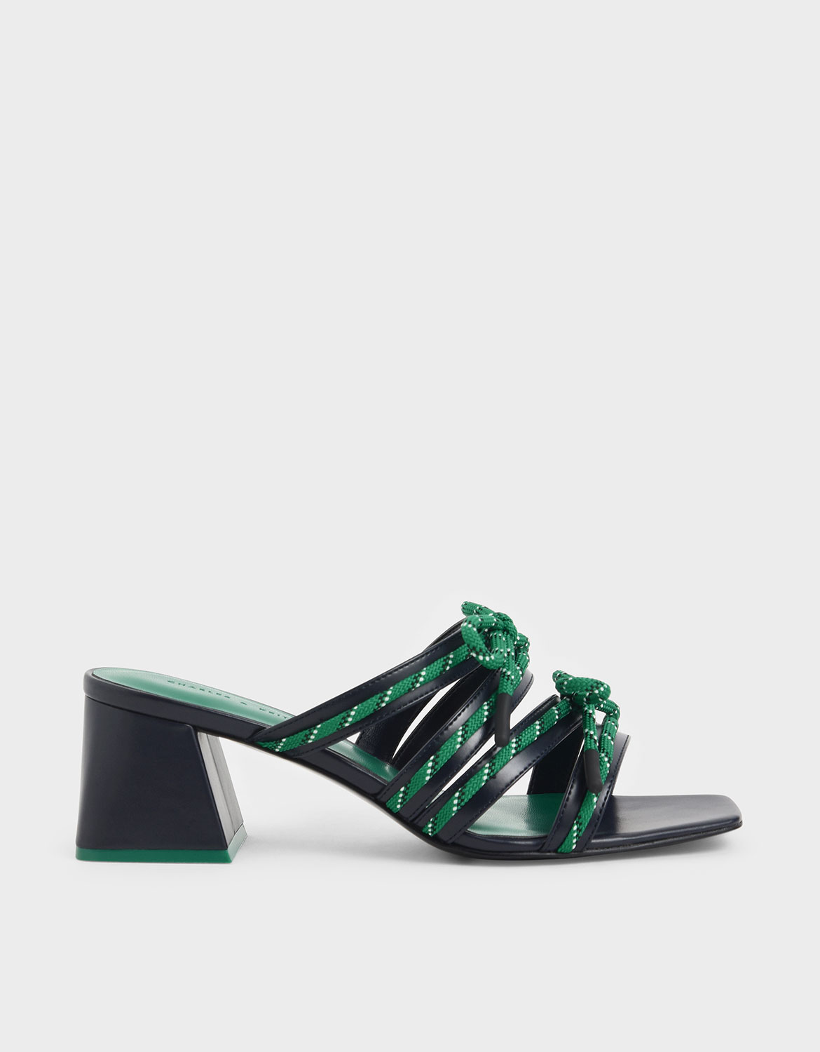 

Nylon Lace Strap Slide Sandals, Dark blue