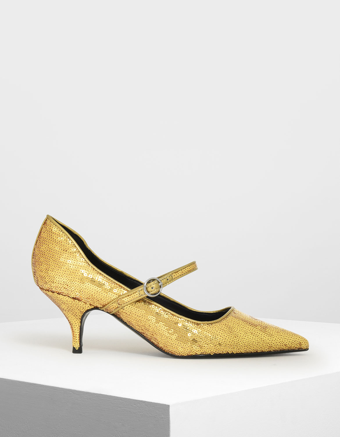 

Sequin Mary Jane Pumps, Gold