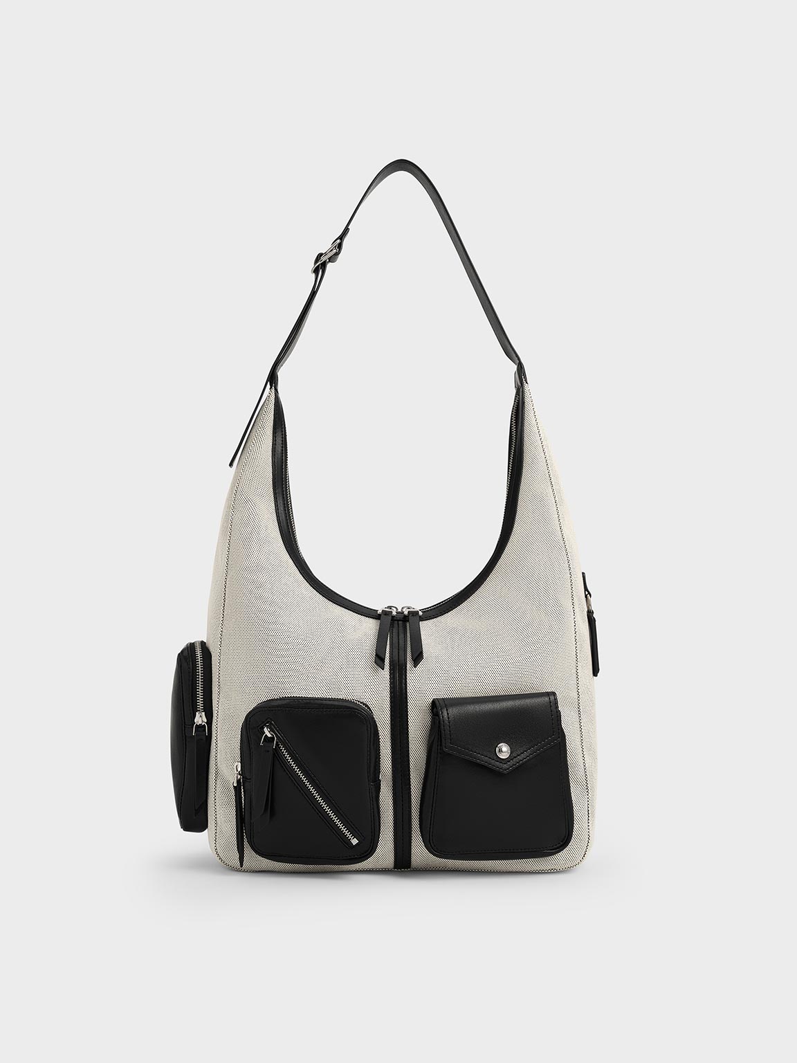 Charles & Keith - Thora Canvas Multi-pocket Hobo Bag In Multi