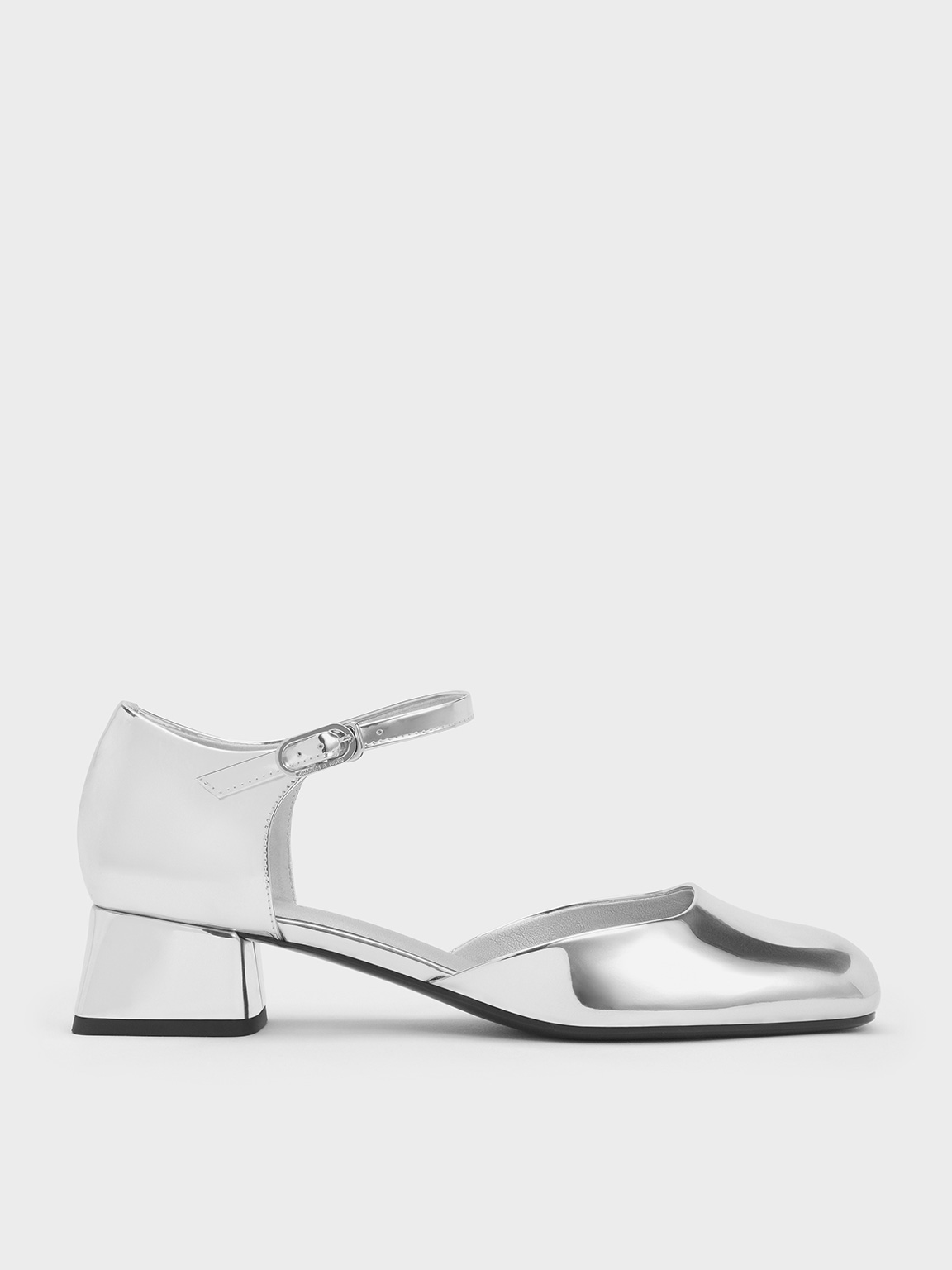 Charles & Keith - Metallic D'Orsay Ankle-Strap Pumps