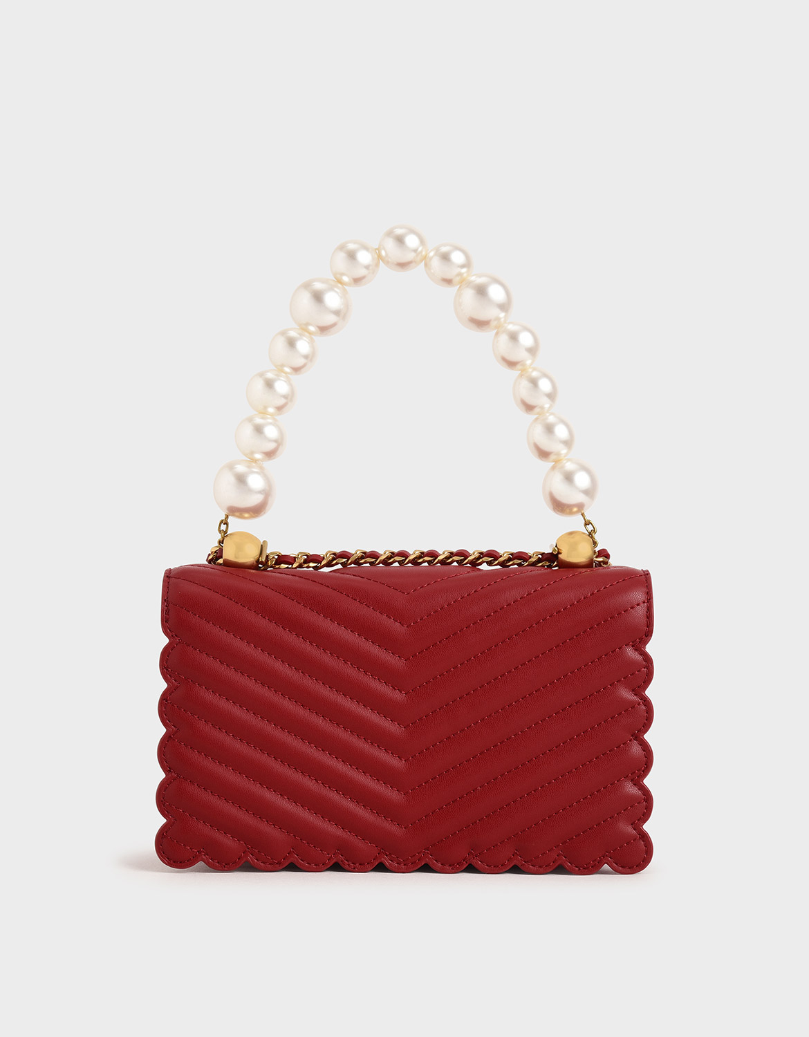 

Beaded Handle Crossbody Bag, Red