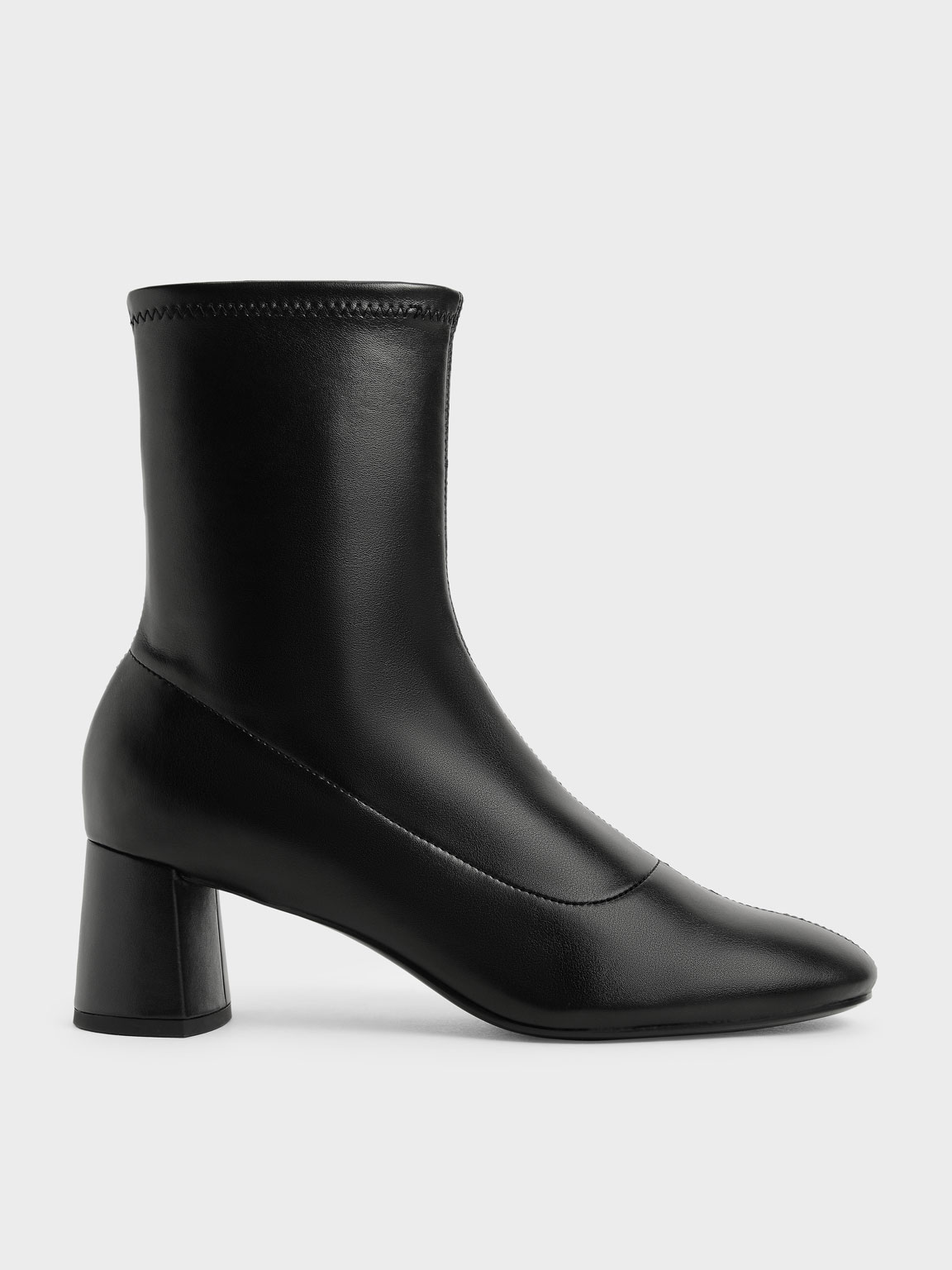 

Stitch-Trim Ankle Boots, Black