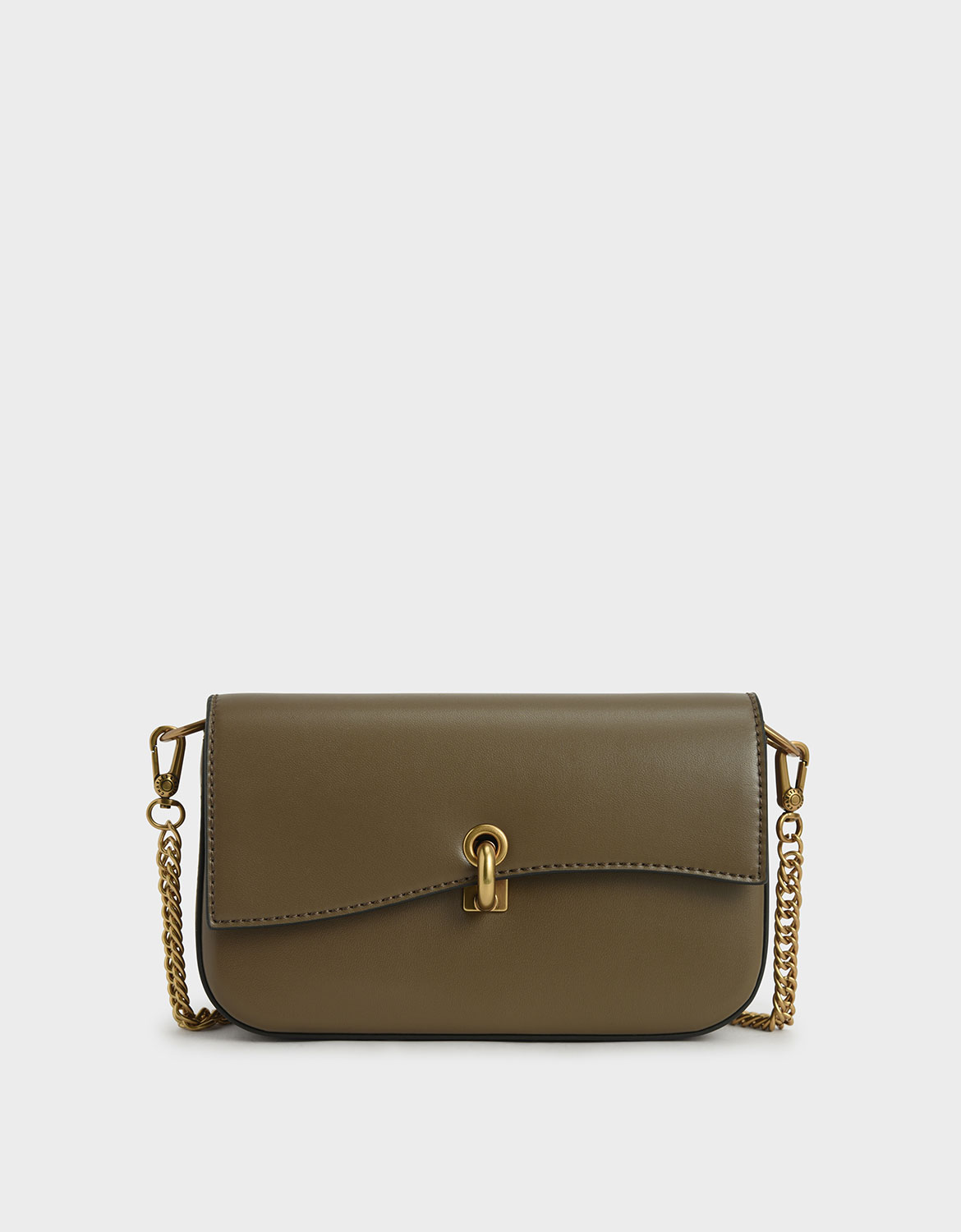 

Turn-Lock Front Flap Bag, Khaki