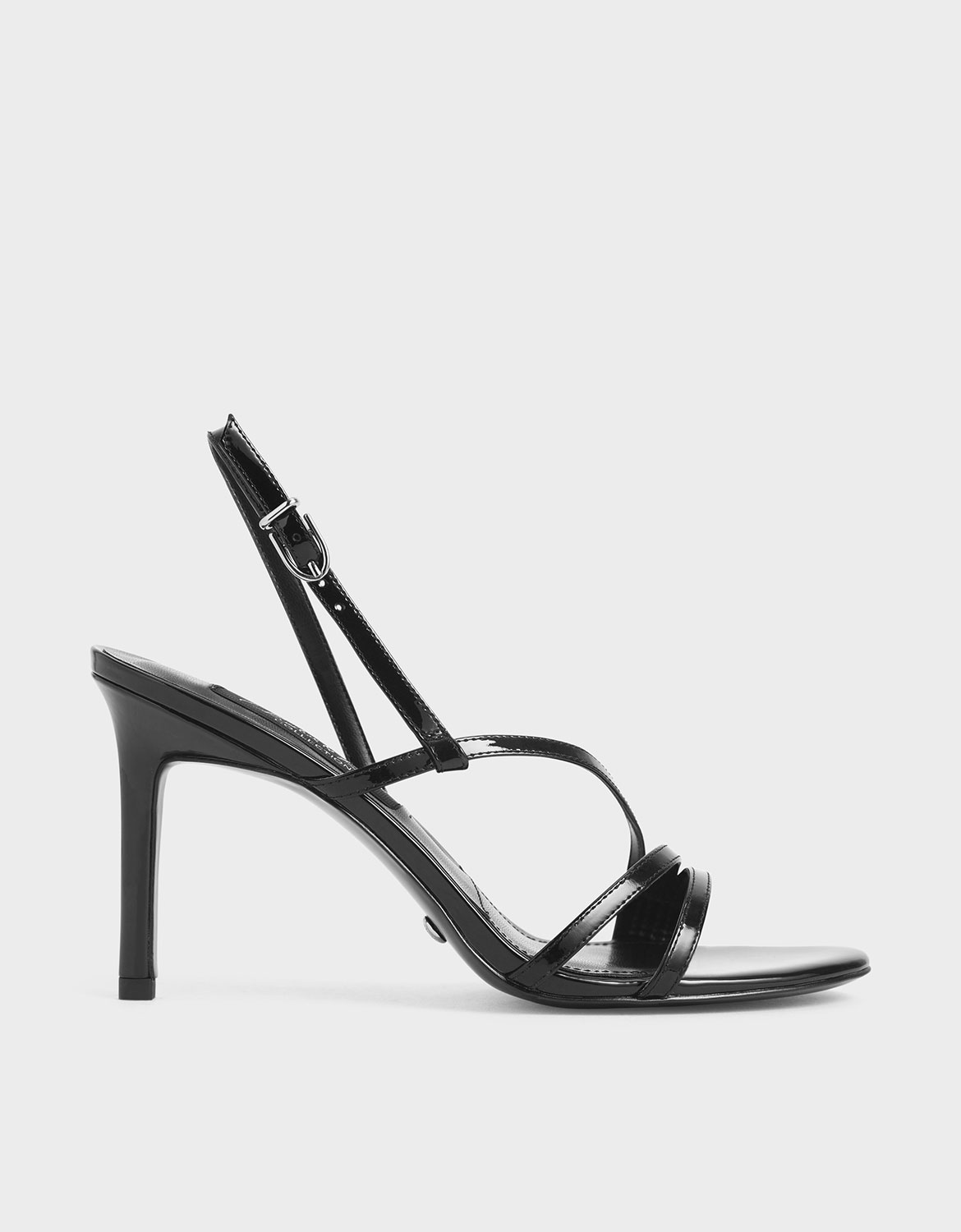 

Patent Leather Strappy Heeled Sandals, Black