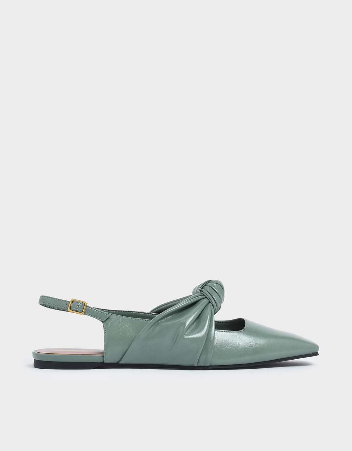 

Knotted Mary Jane Strap Slingback Flats, Green