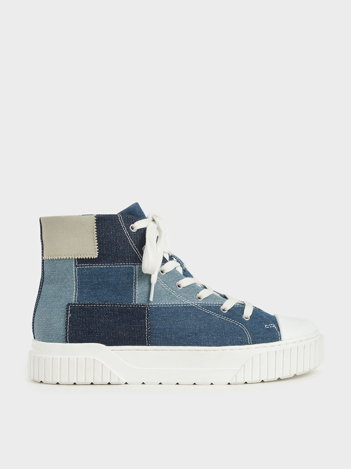 

Denim Patchwork High Top Sneakers