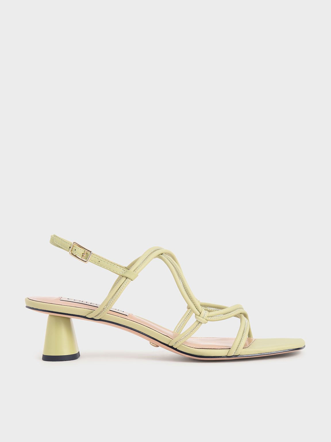 

Leather Strappy Knotted Sandals, Green